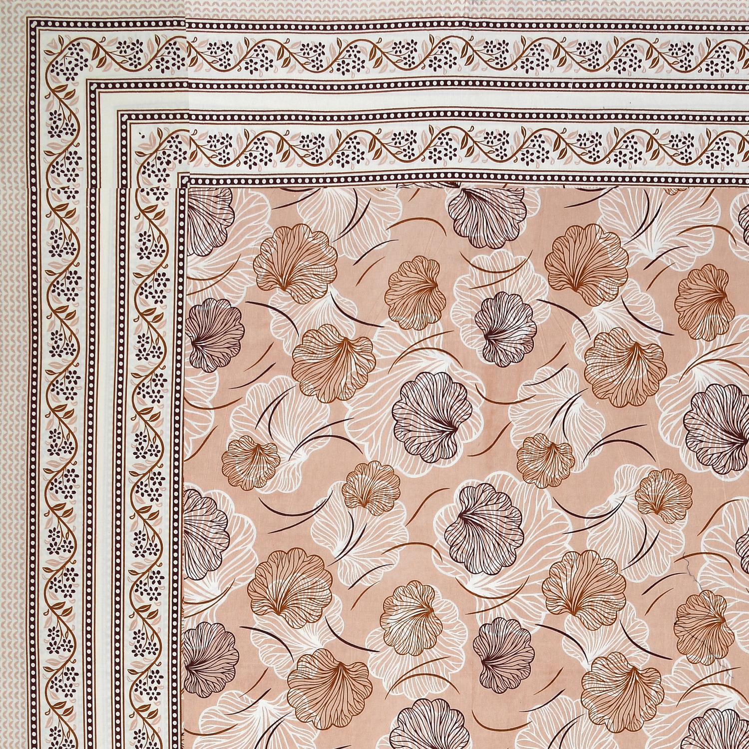 Cotton Jaipuri Diwan Size  Bedsheet With 2 Zipper Pillow Cover (Size 70*100)