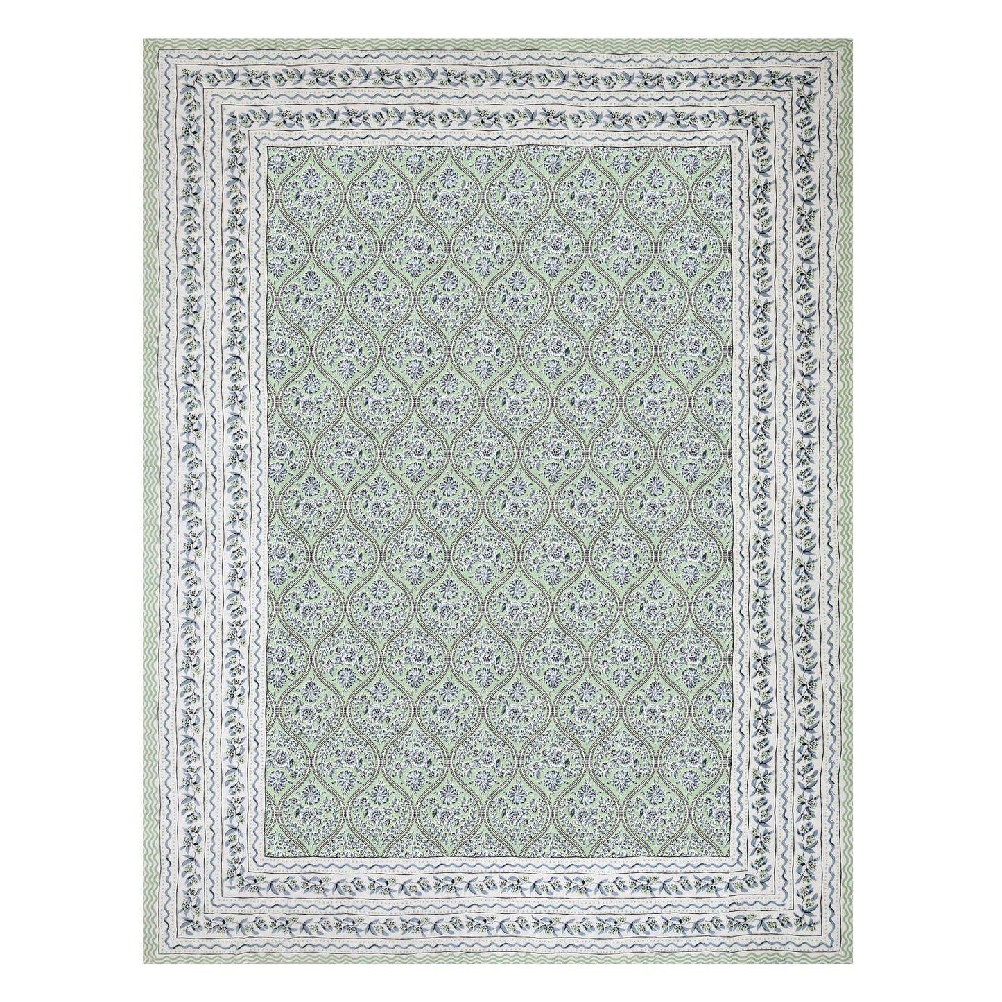 Cotton Jaipuri Diwan Size  Bedsheet With 2 Zipper Pillow Cover (Size 70*100)