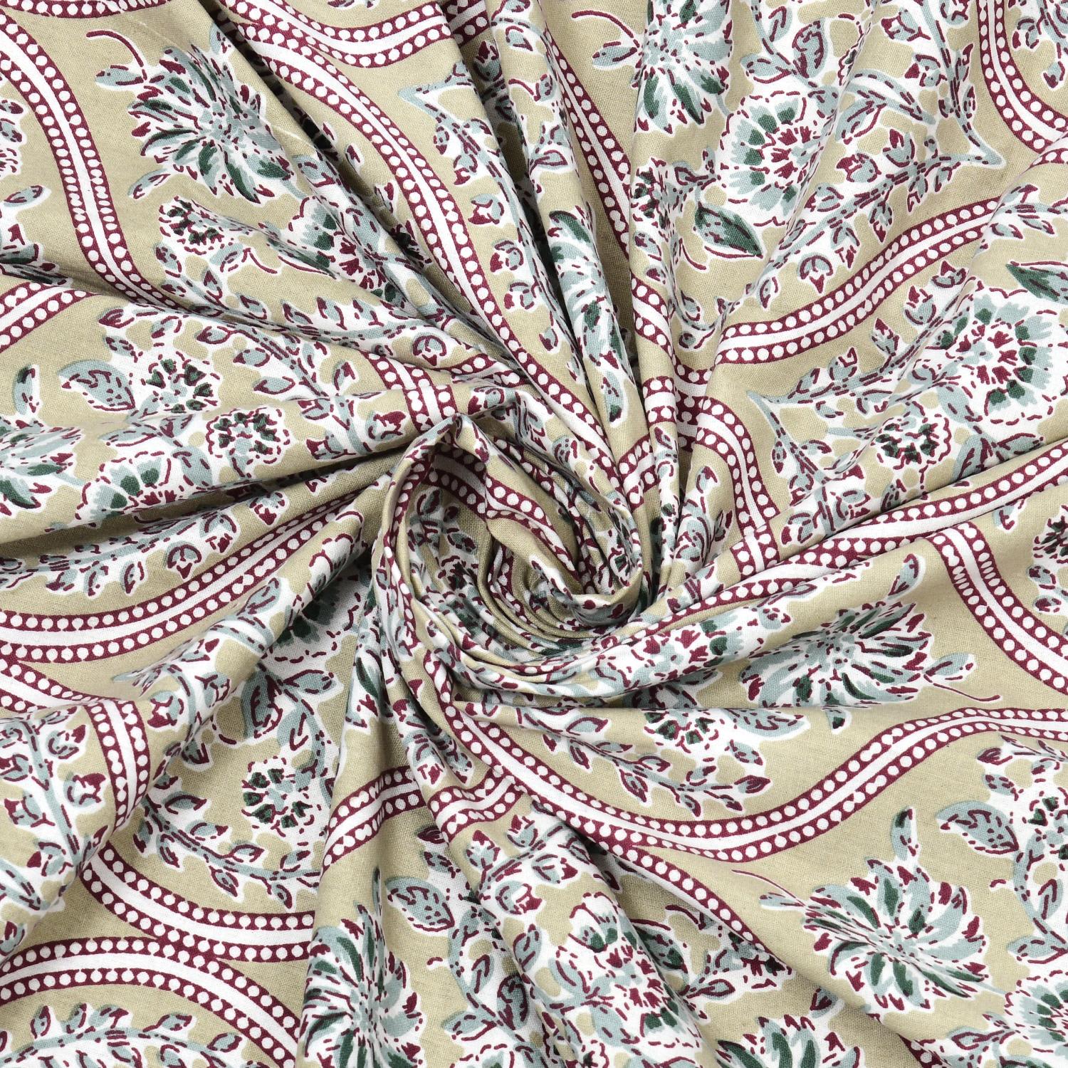 Cotton Jaipuri Diwan Size  Bedsheet With 2 Zipper Pillow Cover (Size 70*100)