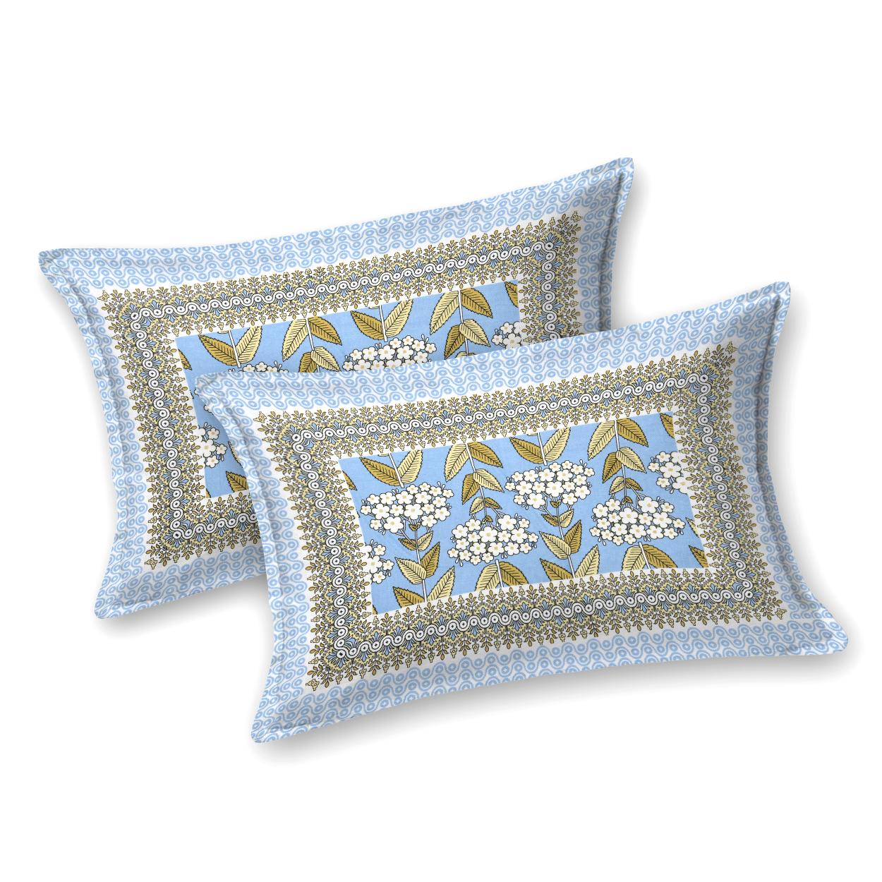 Cotton Jaipuri Diwan Size  Bedsheet With 2 Zipper Pillow Cover (Size 70*100)
