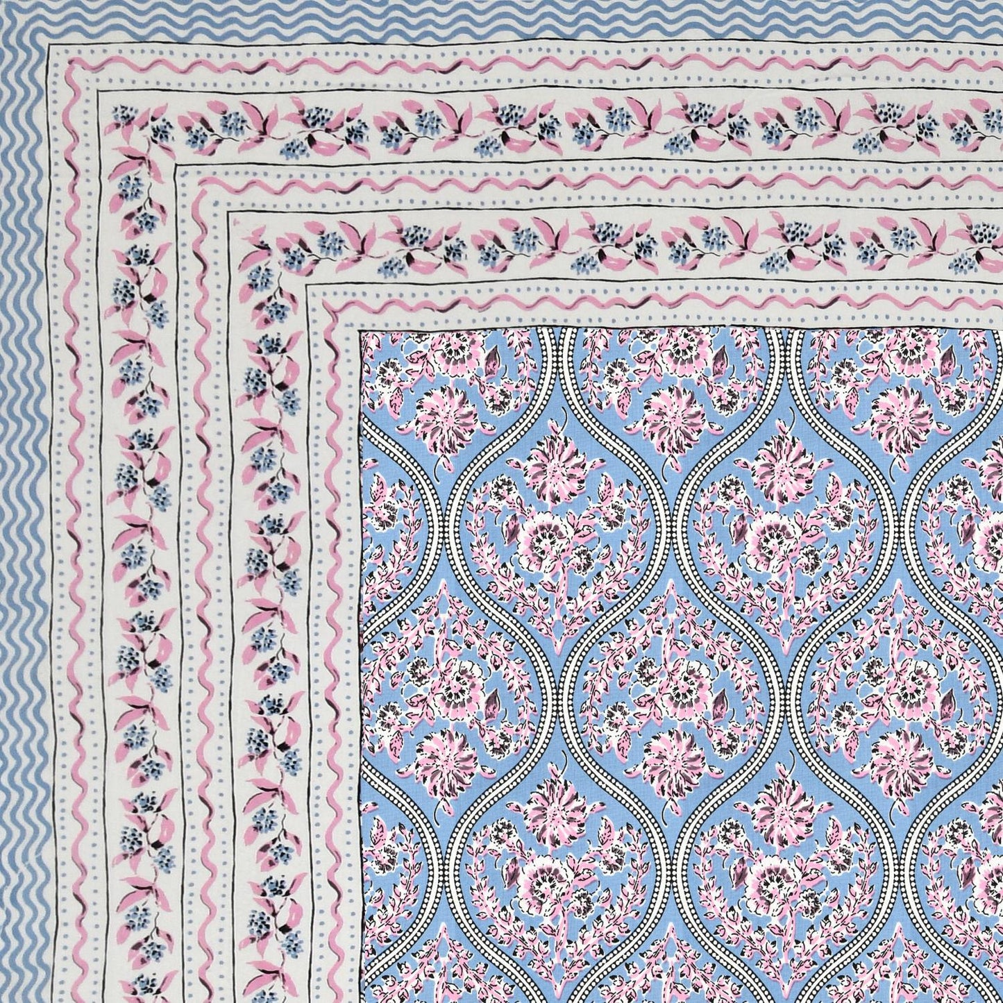 Cotton Jaipuri Diwan Size  Bedsheet With 2 Zipper Pillow Cover (Size 70*100)