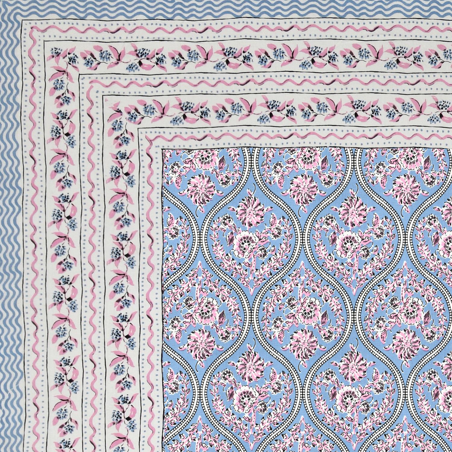 Cotton Jaipuri Diwan Size  Bedsheet With 2 Zipper Pillow Cover (Size 70*100)