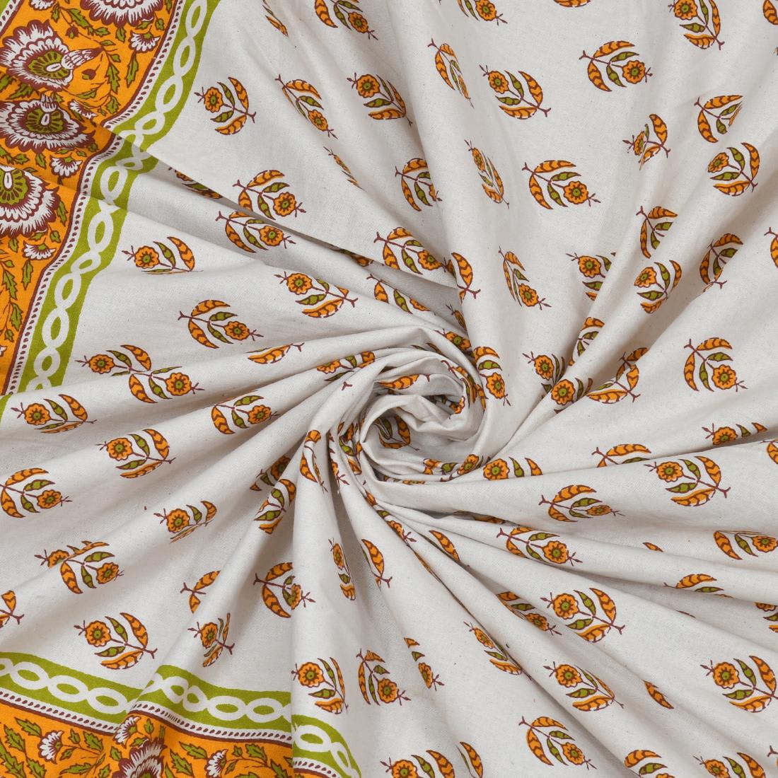 Cotton Jaipuri Diwan Size  Bedsheet With 2 Zipper Pillow Cover (Size 70*100)
