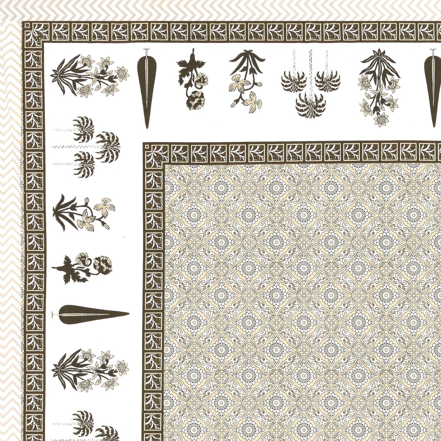 Cotton Jaipuri Diwan Size  Bedsheet With 2 Zipper Pillow Cover (Size 70*100)
