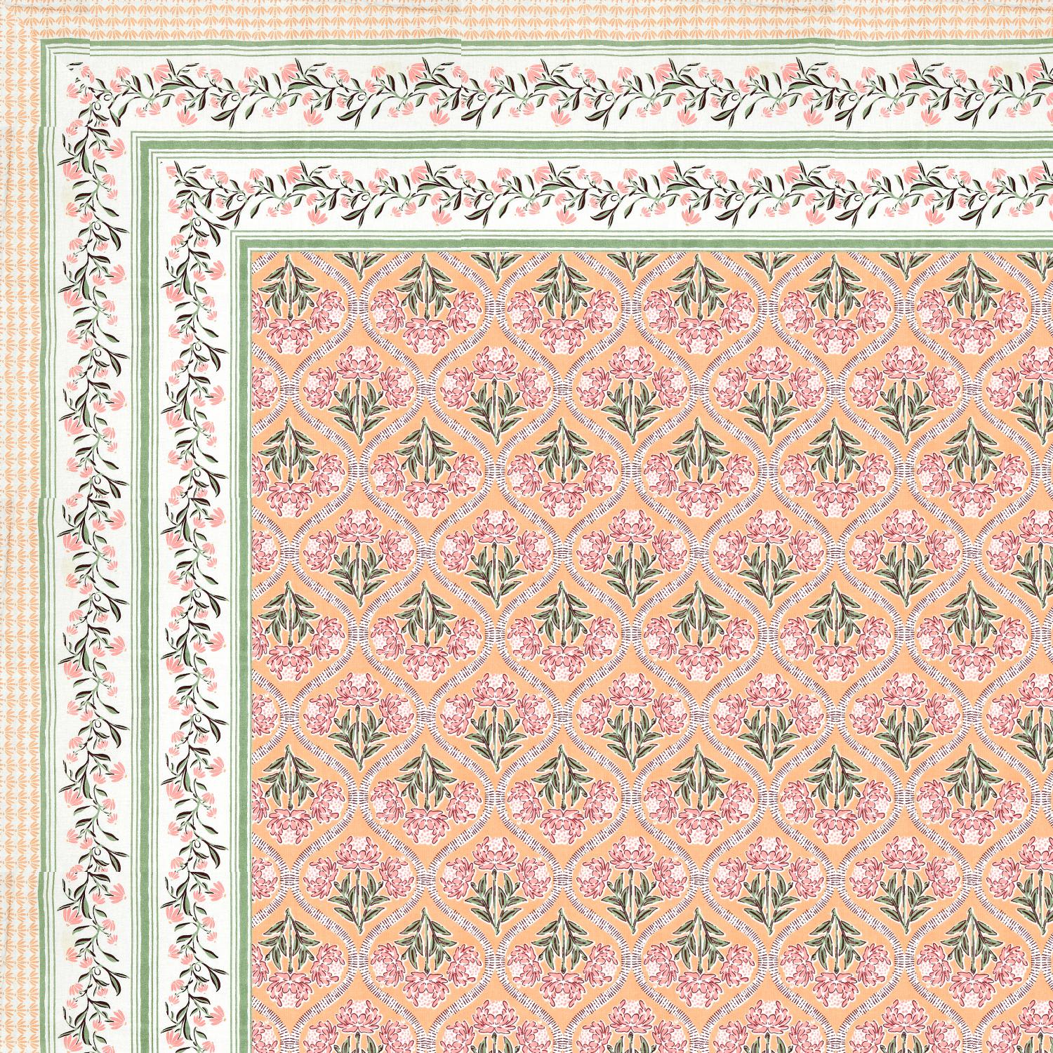 Cotton Jaipuri Diwan Size  Bedsheet With 2 Zipper Pillow Cover (Size 70*100)