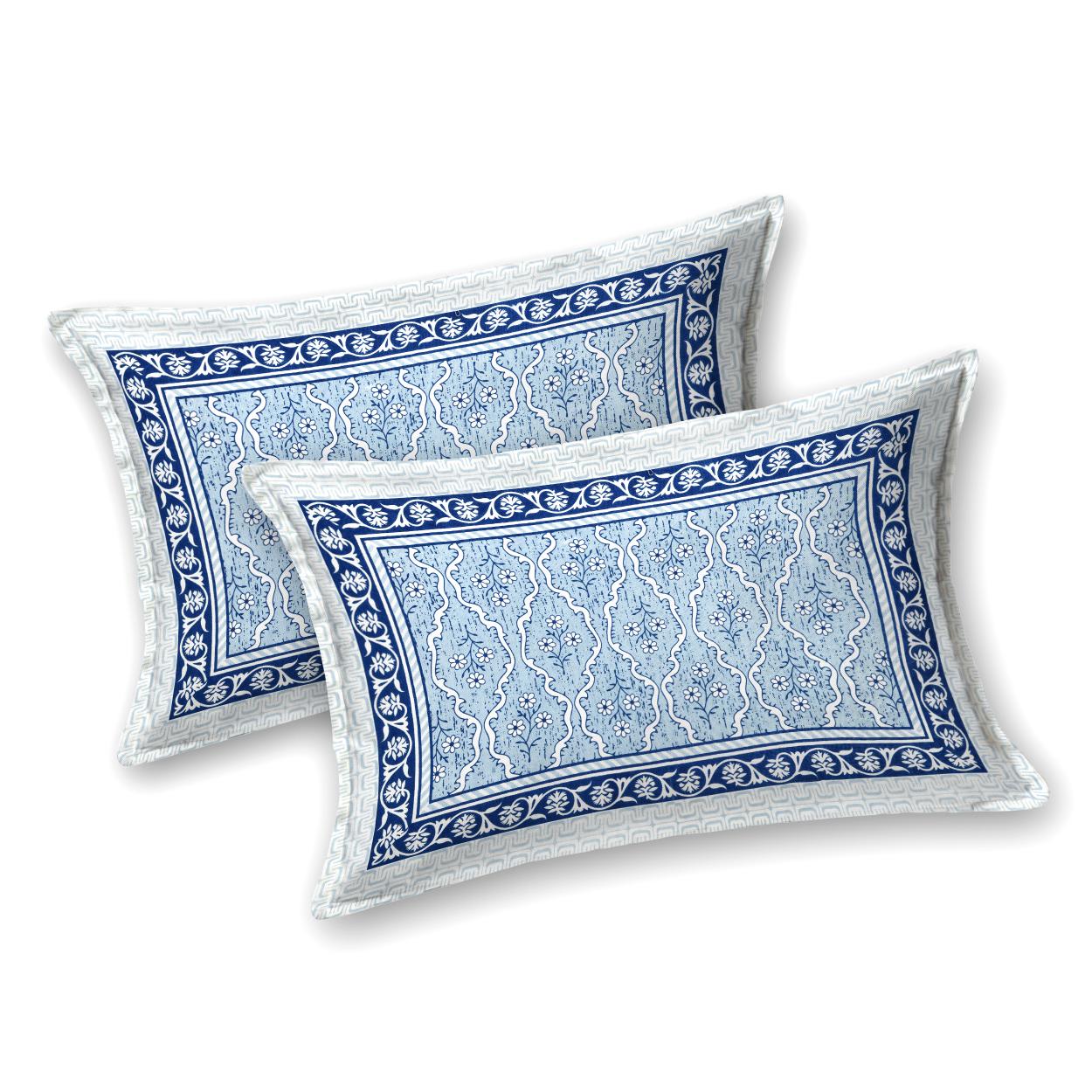 Cotton Jaipuri Diwan Size  Bedsheet With 2 Zipper Pillow Cover (Size 70*100)