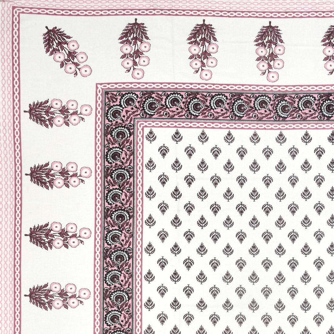 Cotton Jaipuri Diwan Size  Bedsheet With 2 Zipper Pillow Cover (Size 70*100)