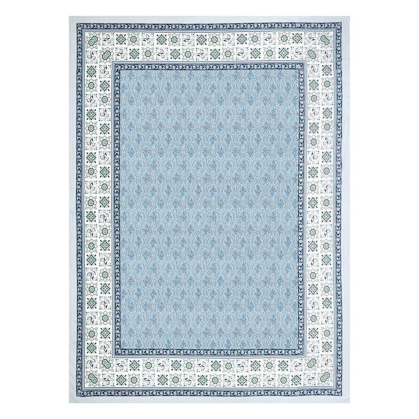 Cotton Jaipuri Diwan Size  Bedsheet With 2 Zipper Pillow Cover (Size 70*100)