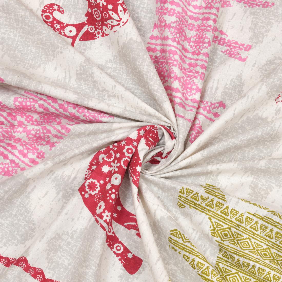 Cotton Jaipuri Diwan Size  Bedsheet With 2 Zipper Pillow Cover (Size 70*100)