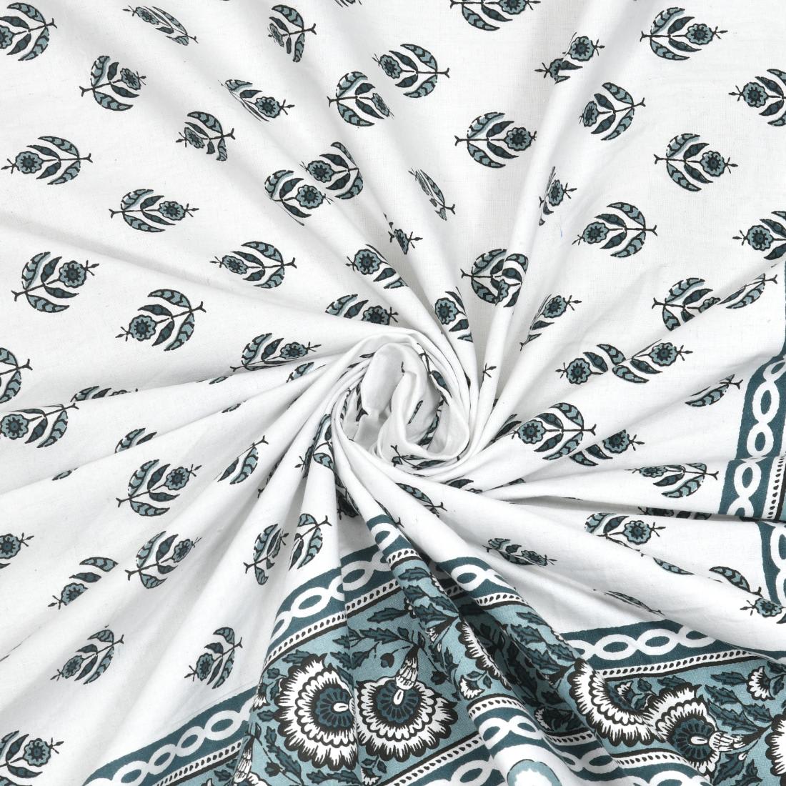 Cotton Jaipuri Diwan Size  Bedsheet With 2 Zipper Pillow Cover (Size 70*100)