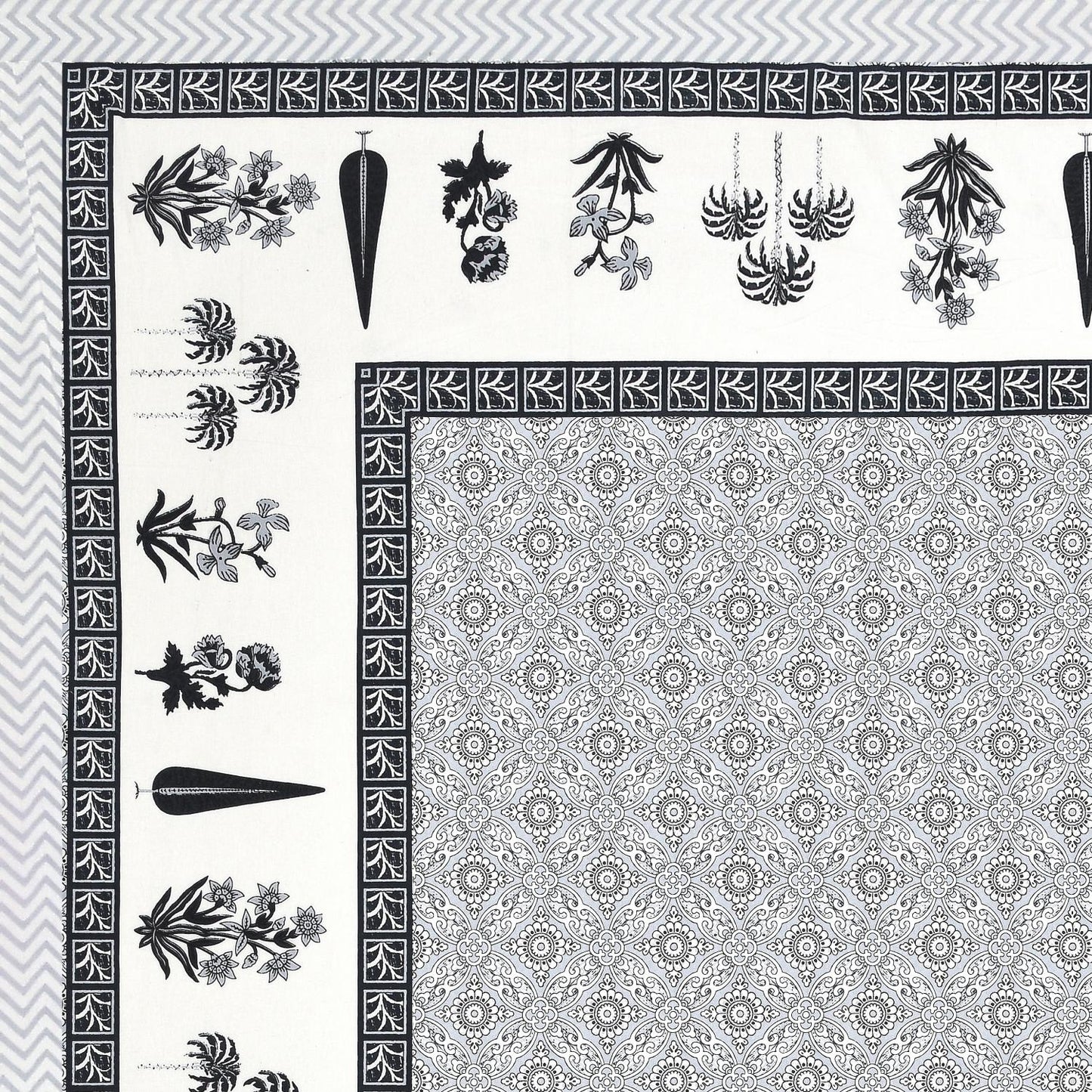 Cotton Jaipuri Diwan Size  Bedsheet With 2 Zipper Pillow Cover (Size 70*100)