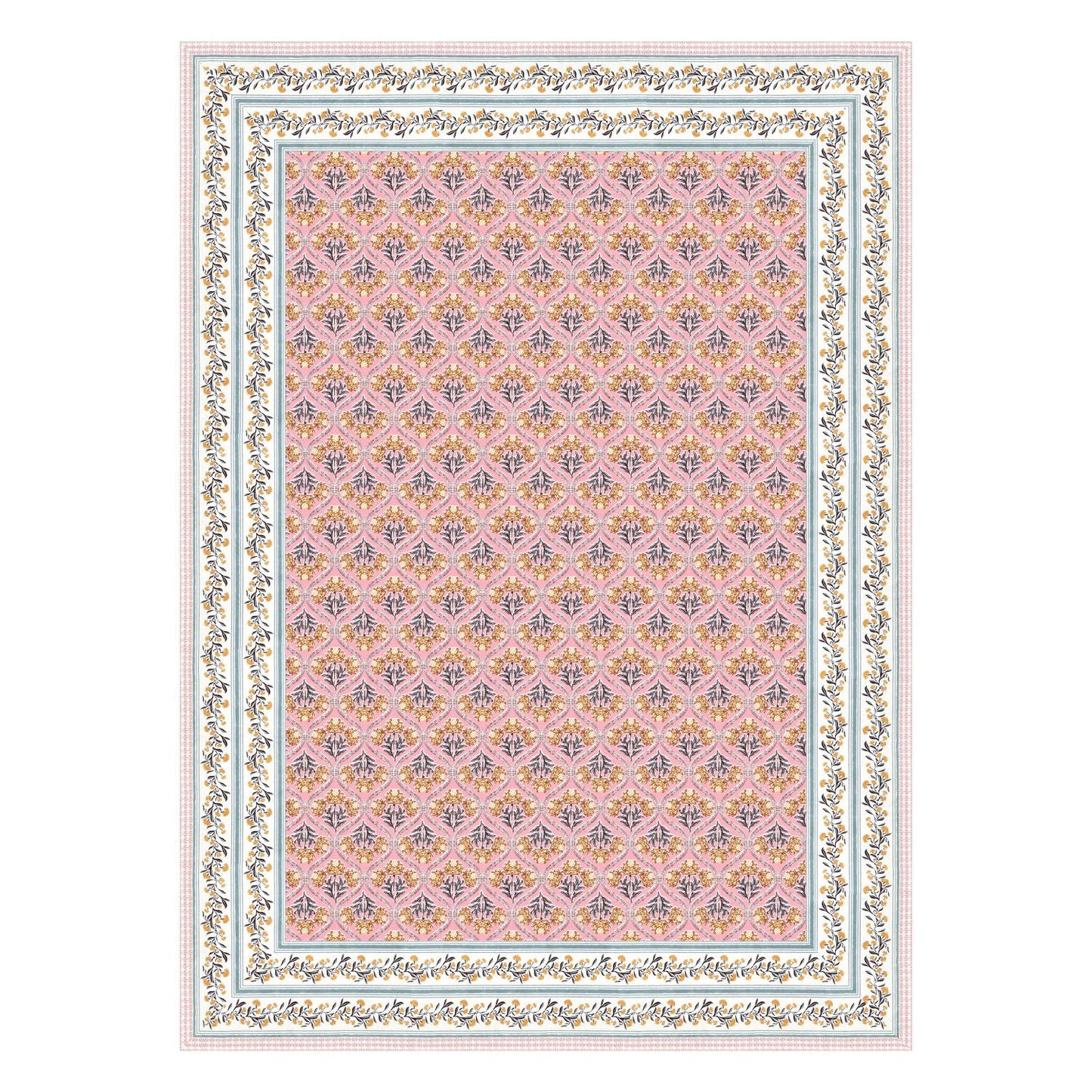 Cotton Jaipuri Diwan Size  Bedsheet With 2 Zipper Pillow Cover (Size 70*100)
