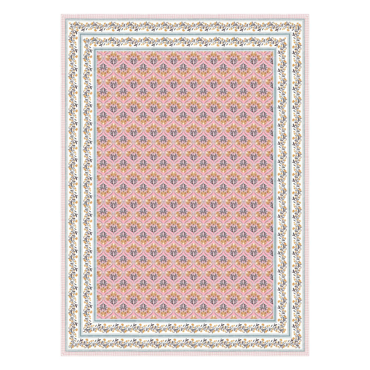 Cotton Jaipuri Diwan Size  Bedsheet With 2 Zipper Pillow Cover (Size 70*100)