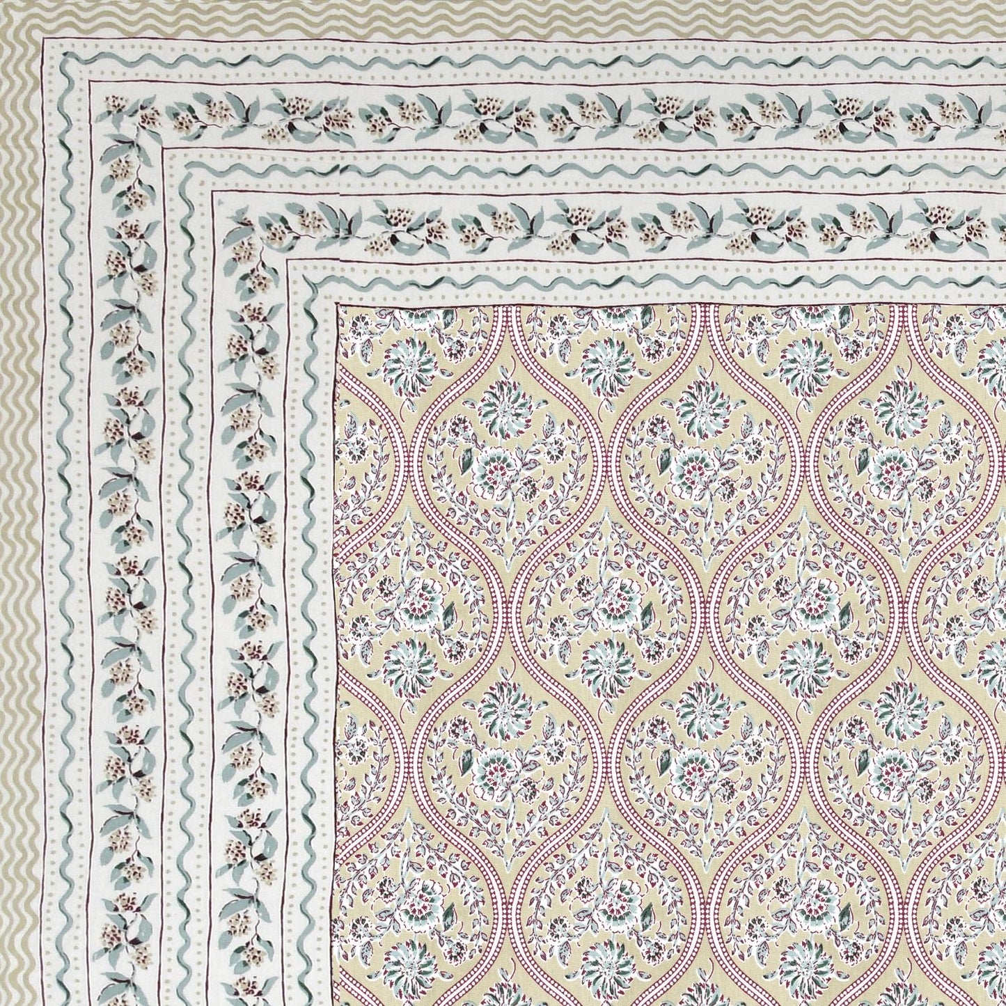 Cotton Jaipuri Diwan Size  Bedsheet With 2 Zipper Pillow Cover (Size 70*100)