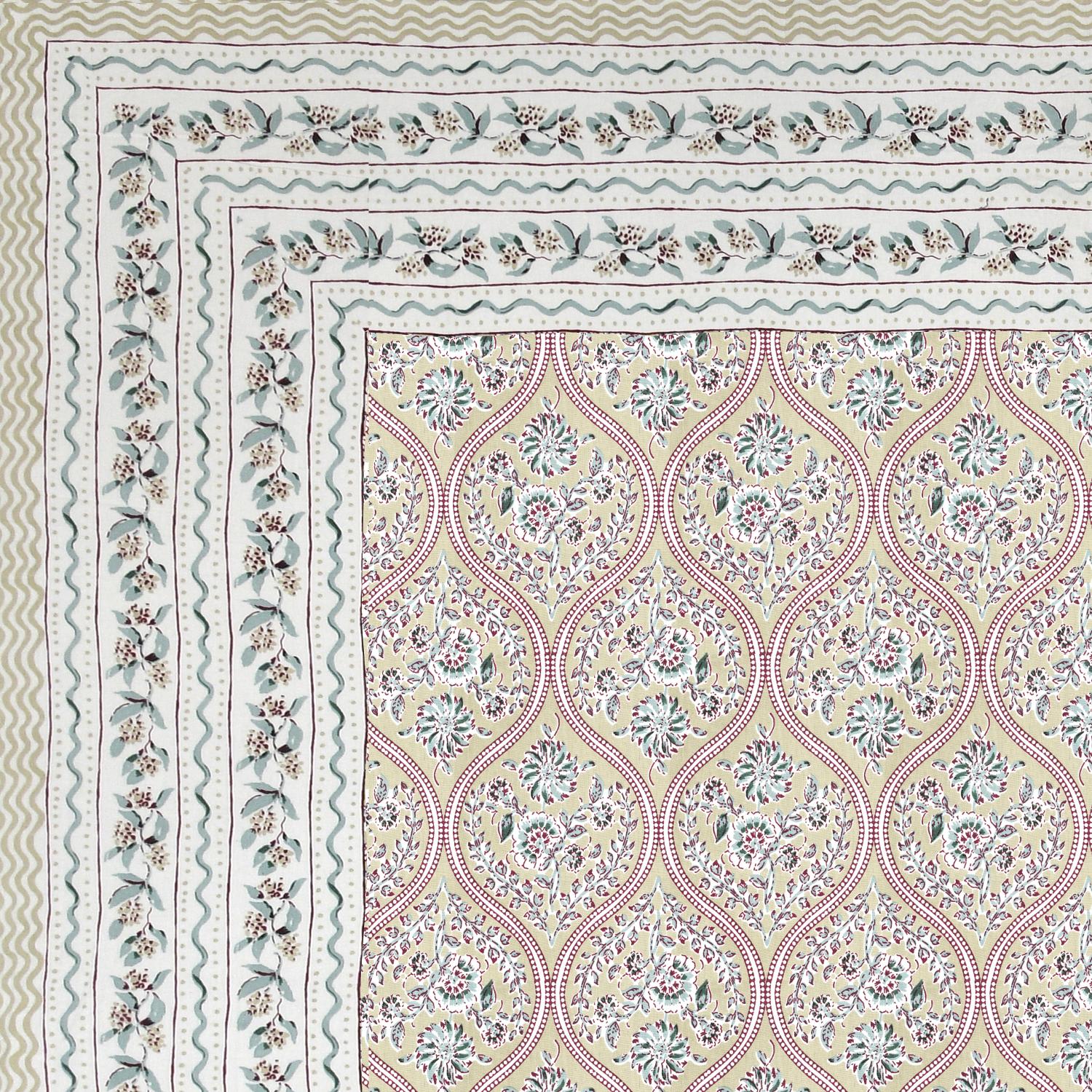 Cotton Jaipuri Diwan Size  Bedsheet With 2 Zipper Pillow Cover (Size 70*100)