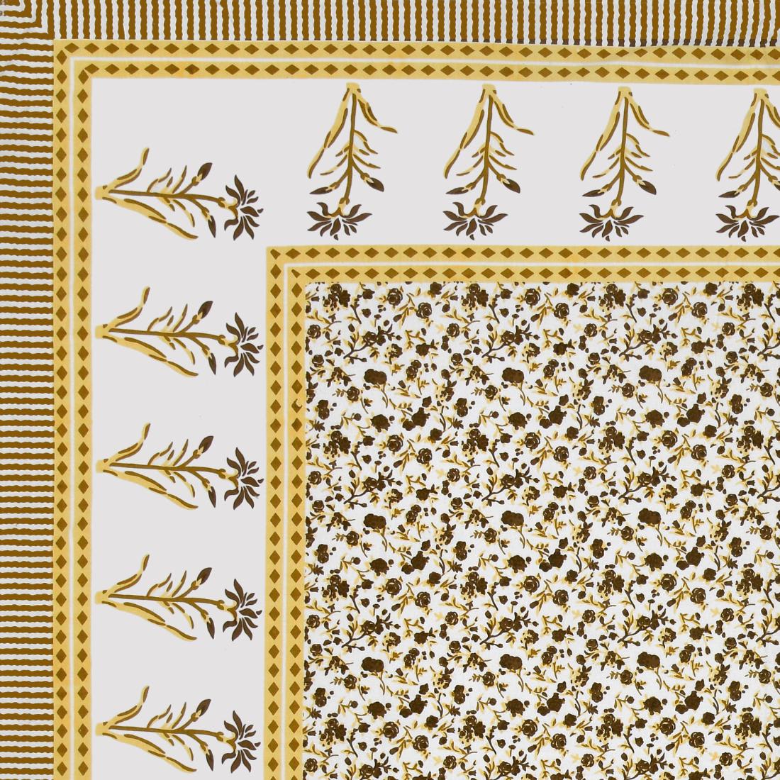 Cotton Jaipuri Diwan Size  Bedsheet With 2 Zipper Pillow Cover (Size 70*100)