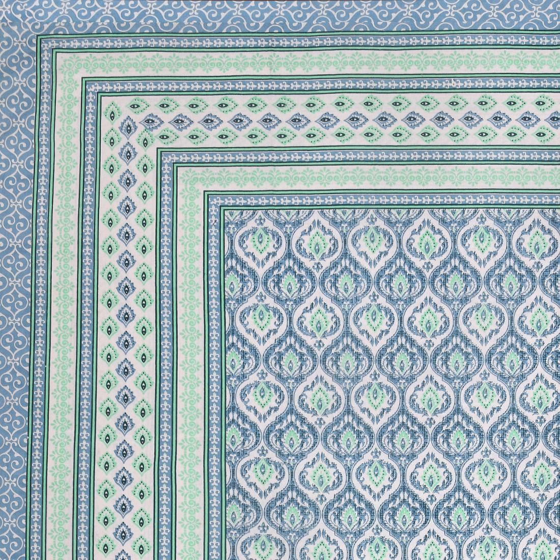 Cotton Jaipuri Diwan Size  Bedsheet With 2 Zipper Pillow Cover (Size 70*100)