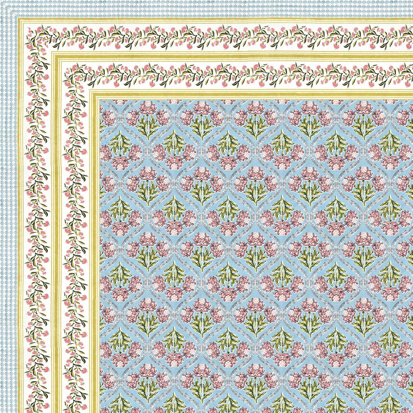 Cotton Jaipuri Diwan Size  Bedsheet With 2 Zipper Pillow Cover (Size 70*100)