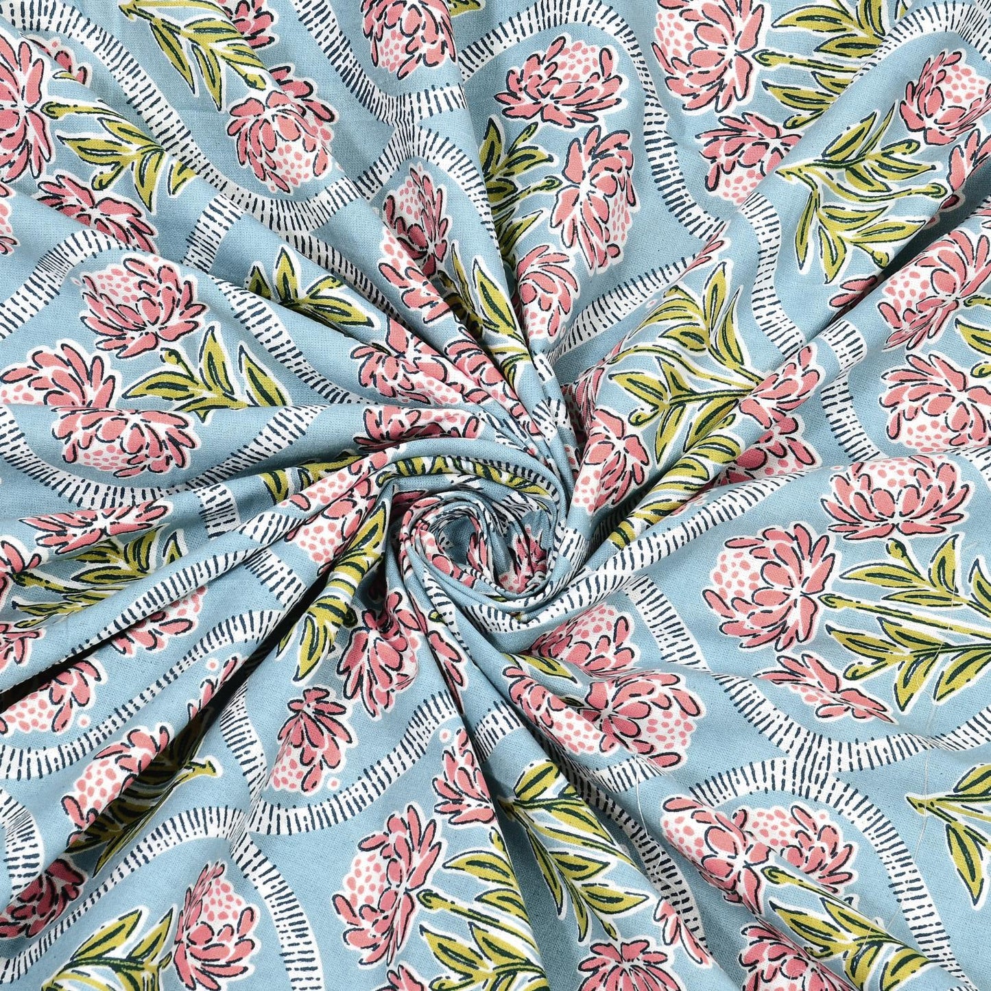 Cotton Jaipuri Diwan Size  Bedsheet With 2 Zipper Pillow Cover (Size 70*100)