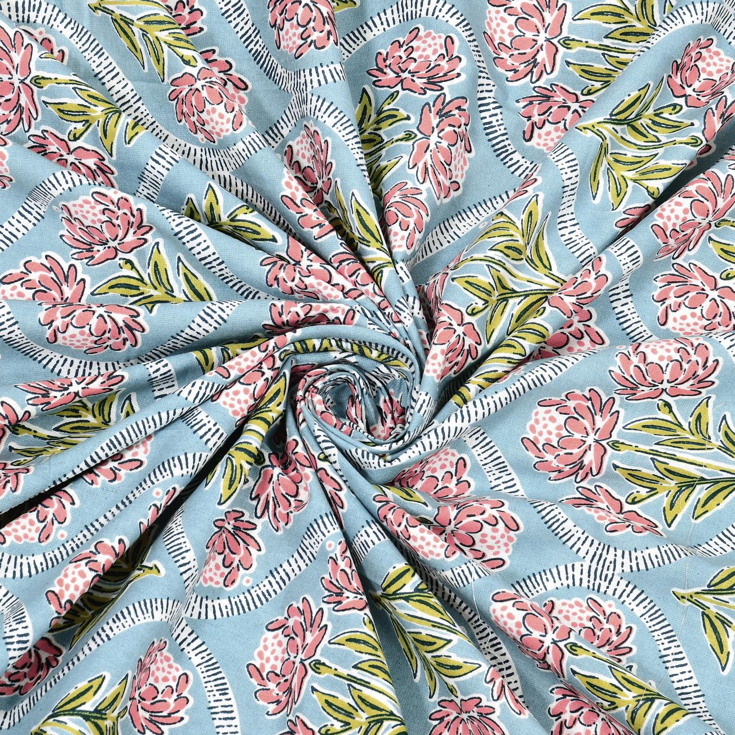 Cotton Jaipuri Diwan Size  Bedsheet With 2 Zipper Pillow Cover (Size 70*100)