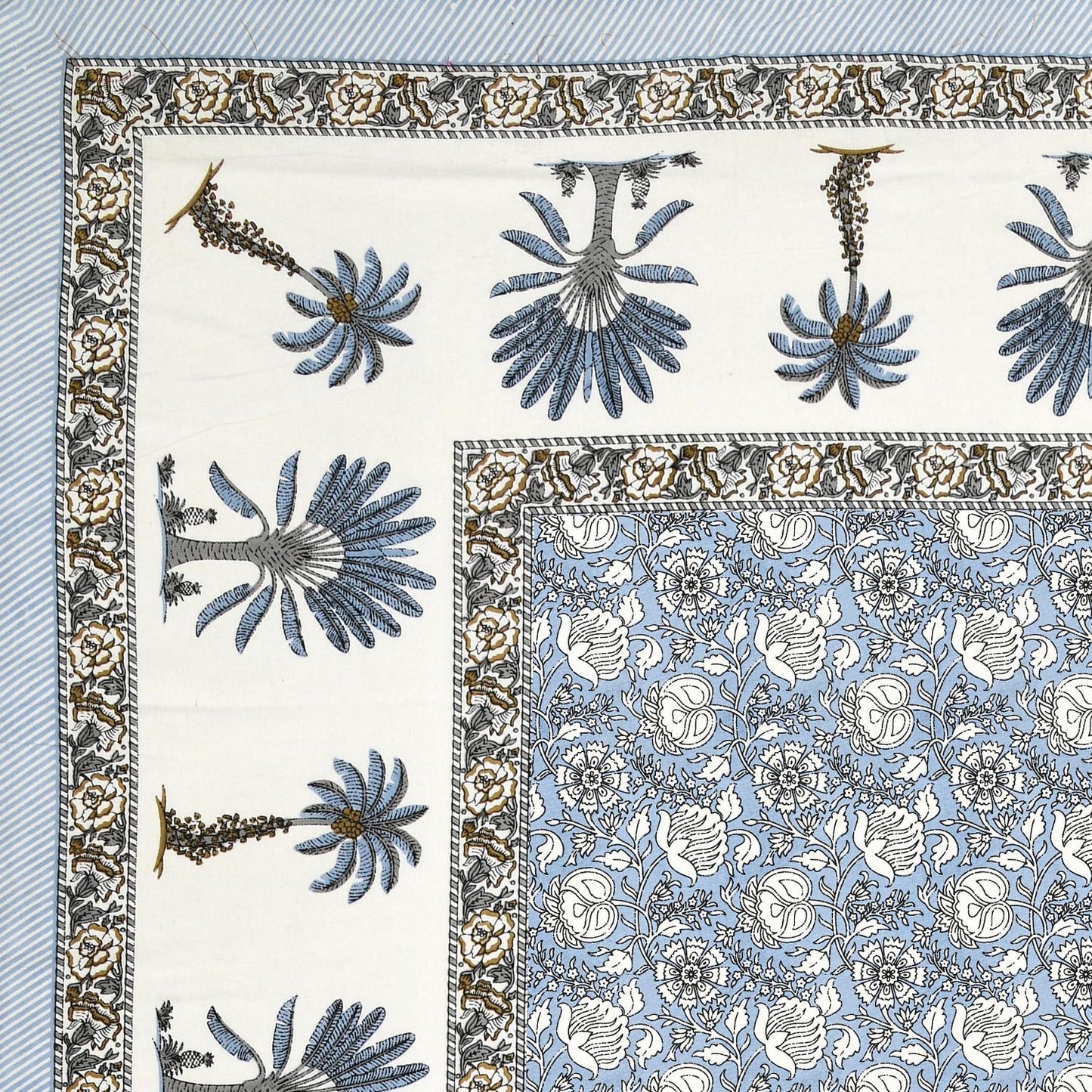 Cotton Jaipuri Diwan Size  Bedsheet With 2 Zipper Pillow Cover (Size 70*100)