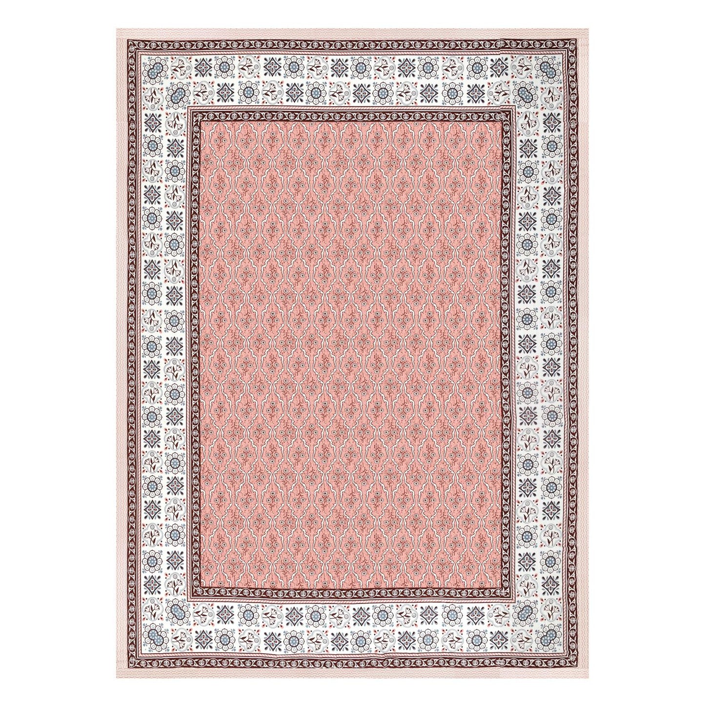 Cotton Jaipuri Diwan Size  Bedsheet With 2 Zipper Pillow Cover (Size 70*100)