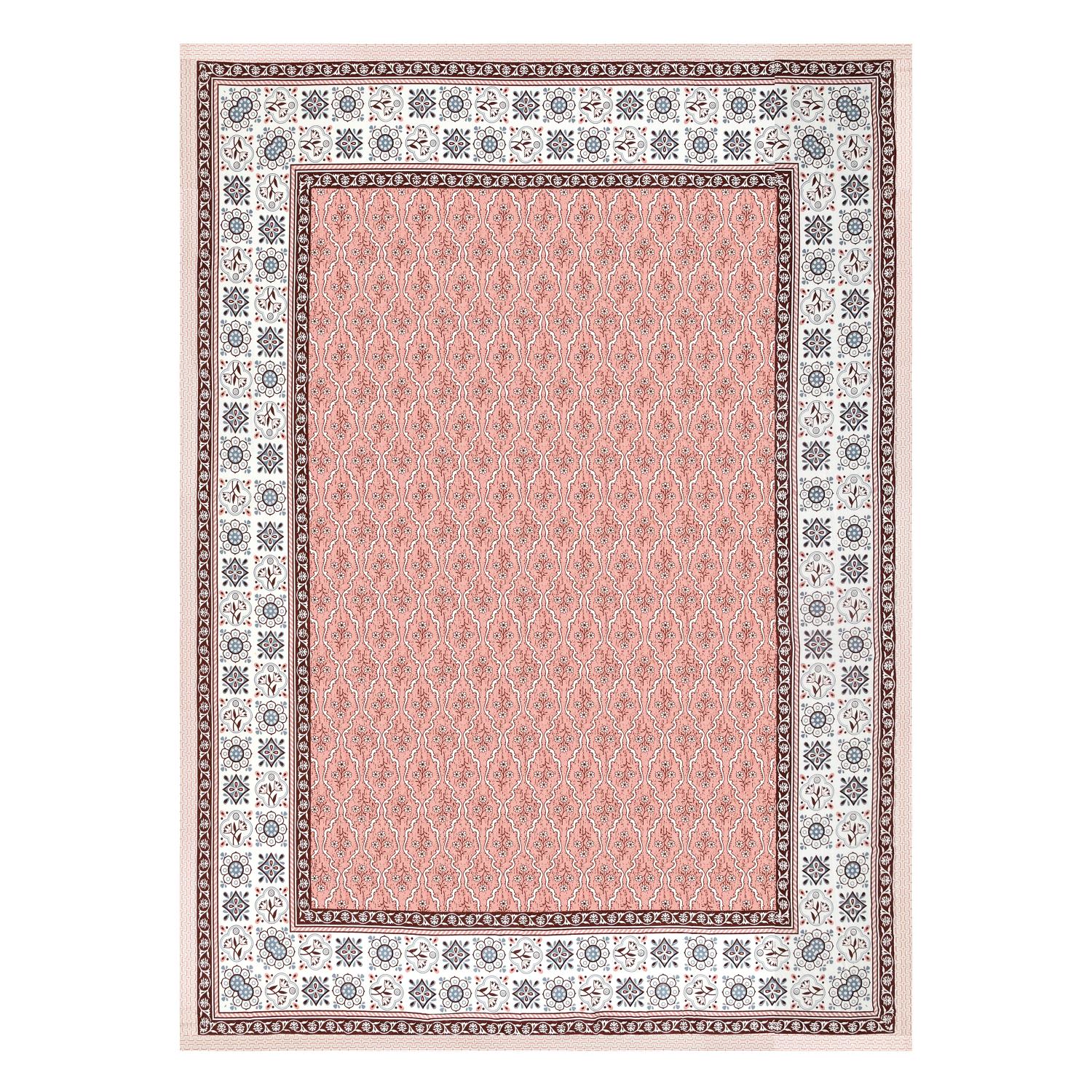 Cotton Jaipuri Diwan Size  Bedsheet With 2 Zipper Pillow Cover (Size 70*100)