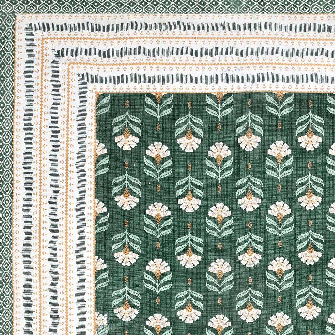 Cotton Jaipuri Diwan Size  Bedsheet With 2 Zipper Pillow Cover (Size 70*100)