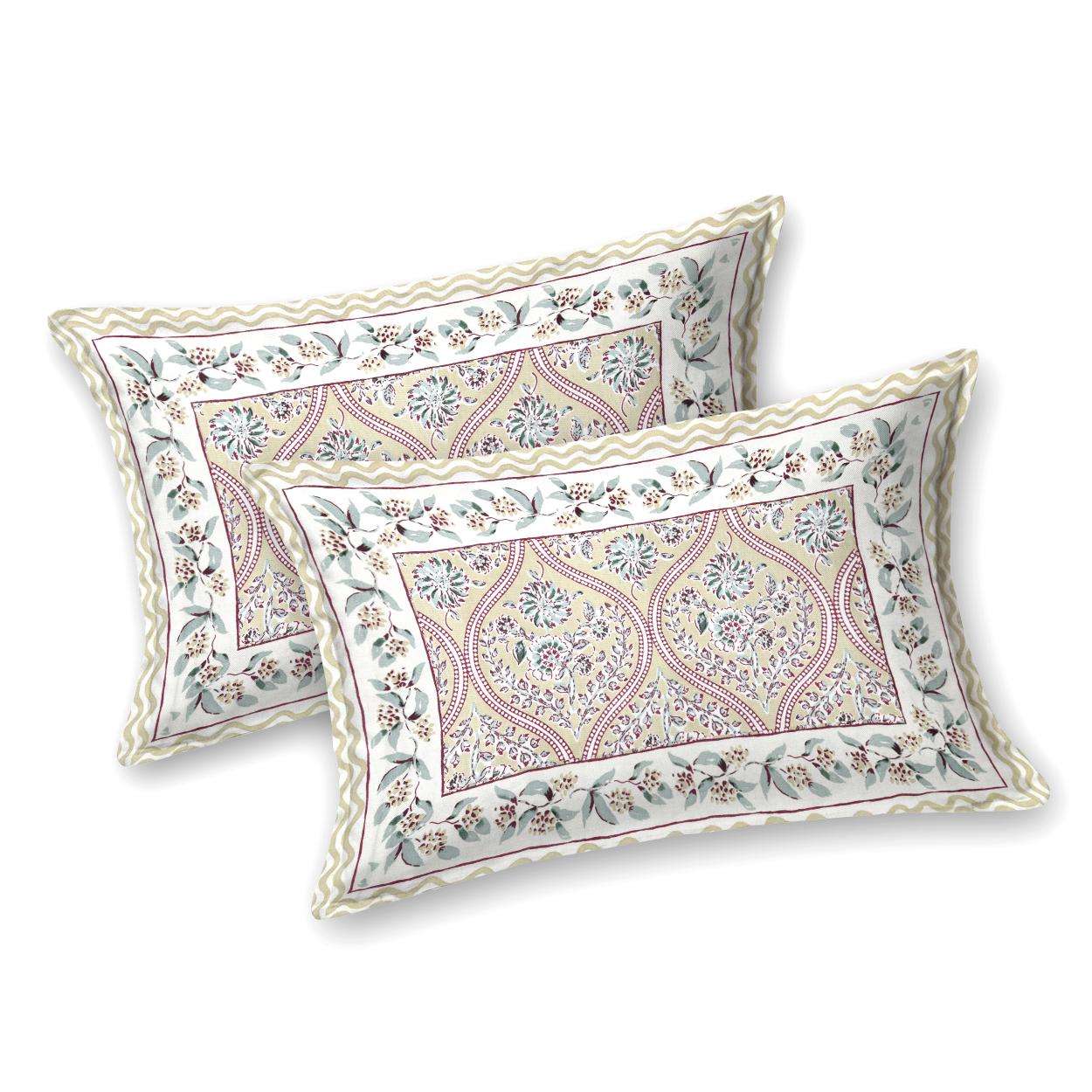Cotton Jaipuri Diwan Size  Bedsheet With 2 Zipper Pillow Cover (Size 70*100)