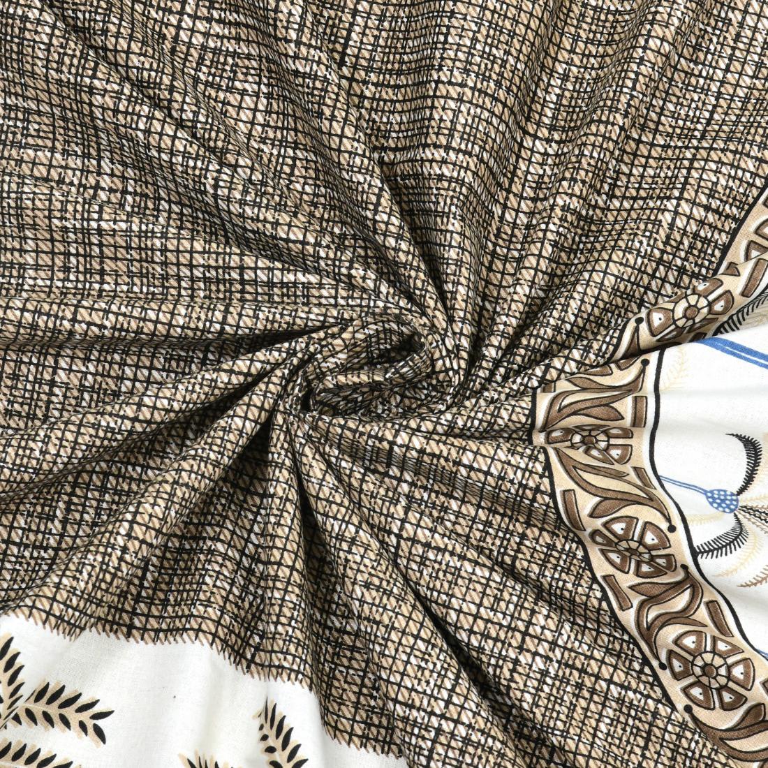 Cotton Jaipuri Diwan Size  Bedsheet With 2 Zipper Pillow Cover (Size 70*100)