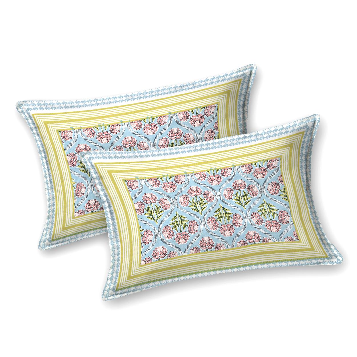 Cotton Jaipuri Diwan Size  Bedsheet With 2 Zipper Pillow Cover (Size 70*100)