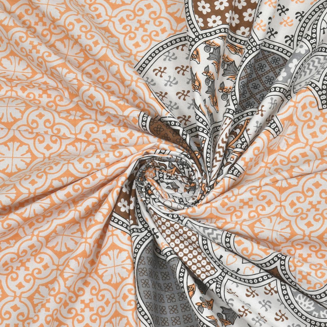 Cotton Jaipuri Diwan Size  Bedsheet With 2 Zipper Pillow Cover (Size 70*100)