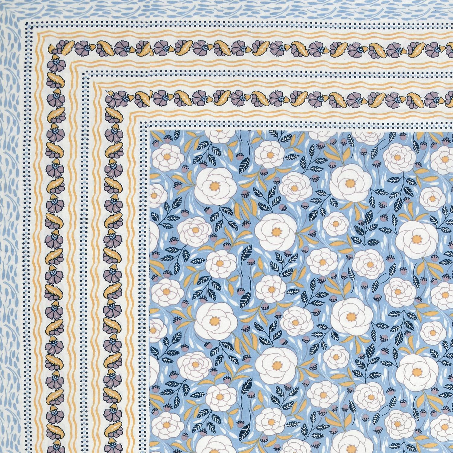 Cotton Jaipuri Diwan Size  Bedsheet With 2 Zipper Pillow Cover (Size 70*100)