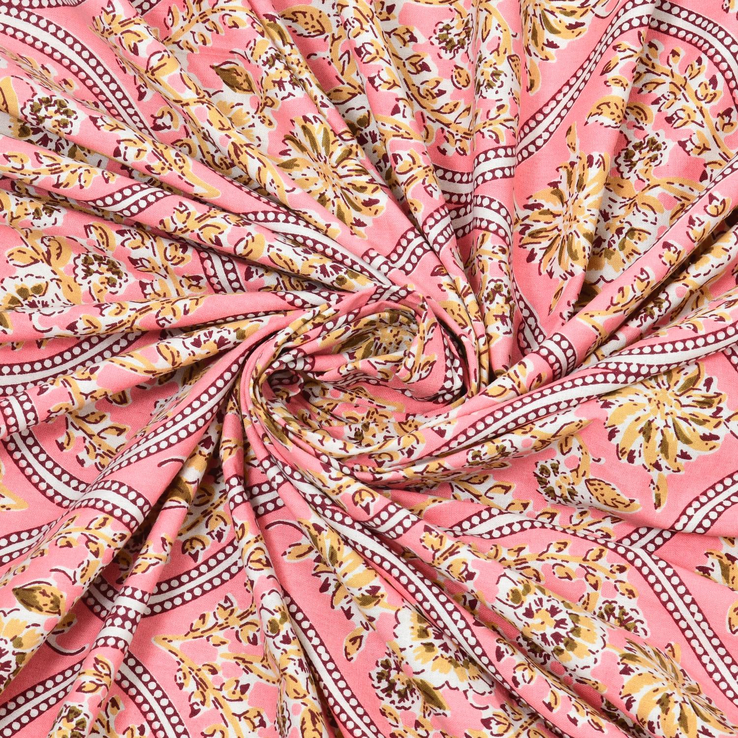 Cotton Jaipuri Diwan Size  Bedsheet With 2 Zipper Pillow Cover (Size 70*100)