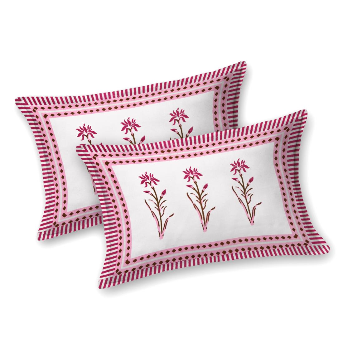 Cotton Jaipuri Diwan Size  Bedsheet With 2 Zipper Pillow Cover (Size 70*100)