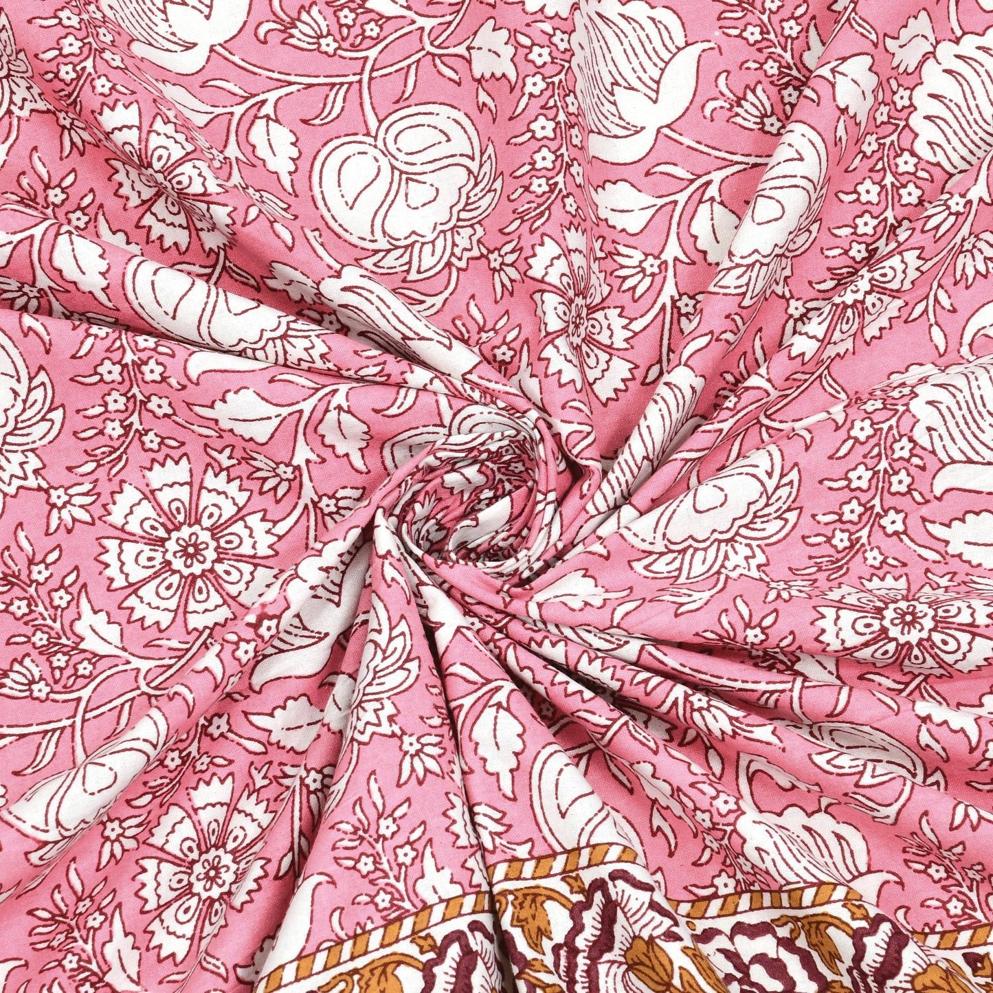 Cotton Jaipuri Diwan Size  Bedsheet With 2 Zipper Pillow Cover (Size 70*100)