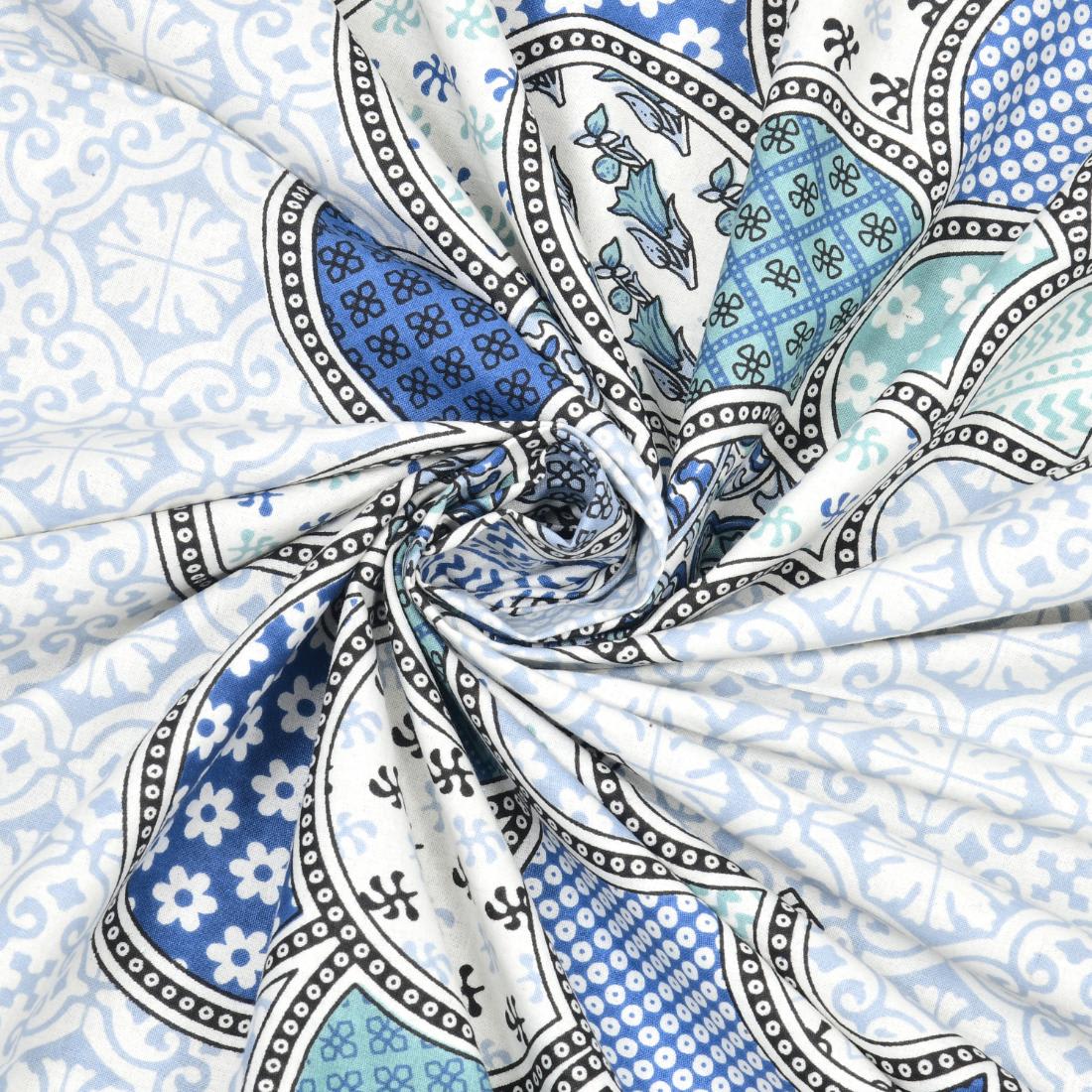 Cotton Jaipuri Diwan Size  Bedsheet With 2 Zipper Pillow Cover (Size 70*100)