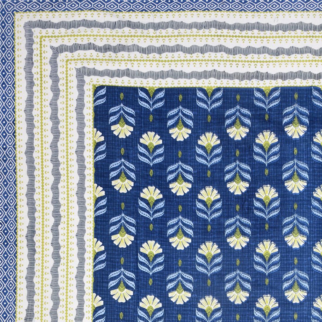 Cotton Jaipuri Diwan Size  Bedsheet With 2 Zipper Pillow Cover (Size 70*100)