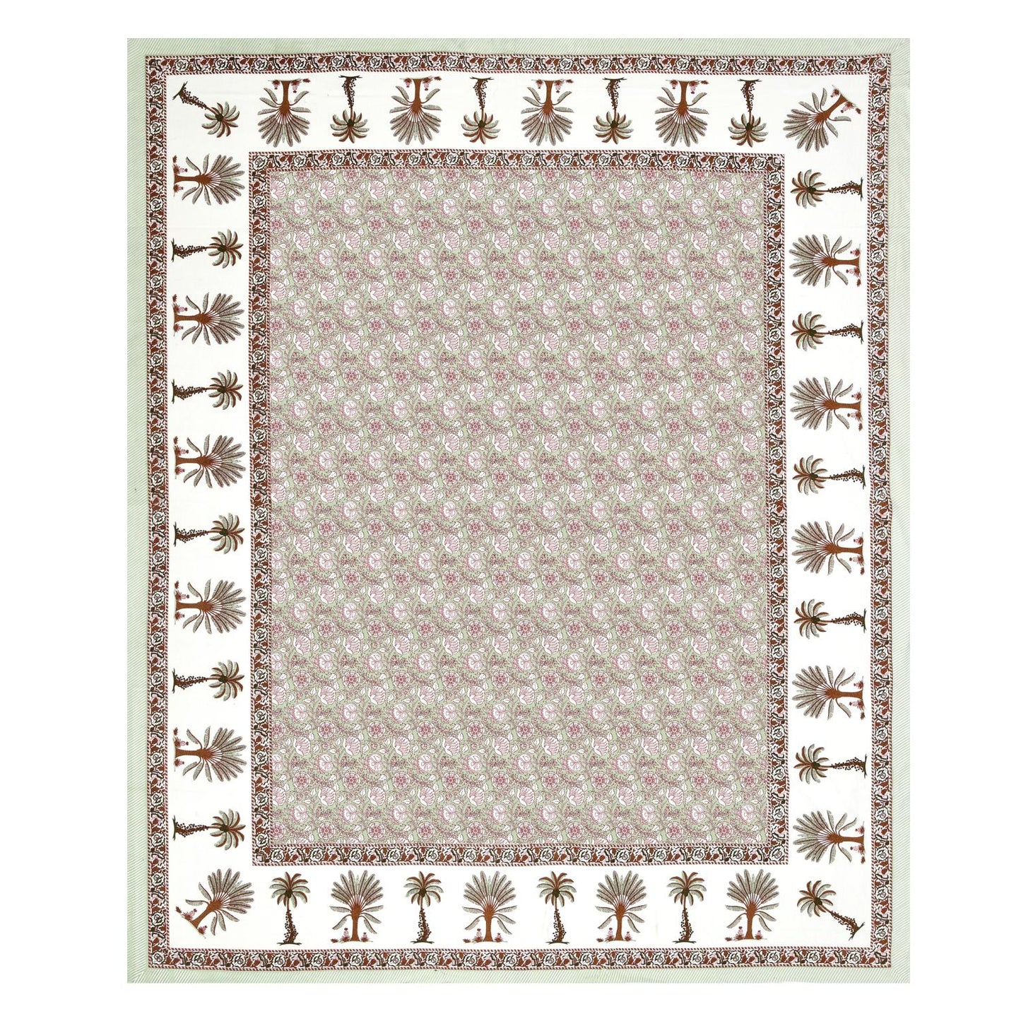 Cotton Jaipuri Diwan Size  Bedsheet With 2 Zipper Pillow Cover (Size 70*100)