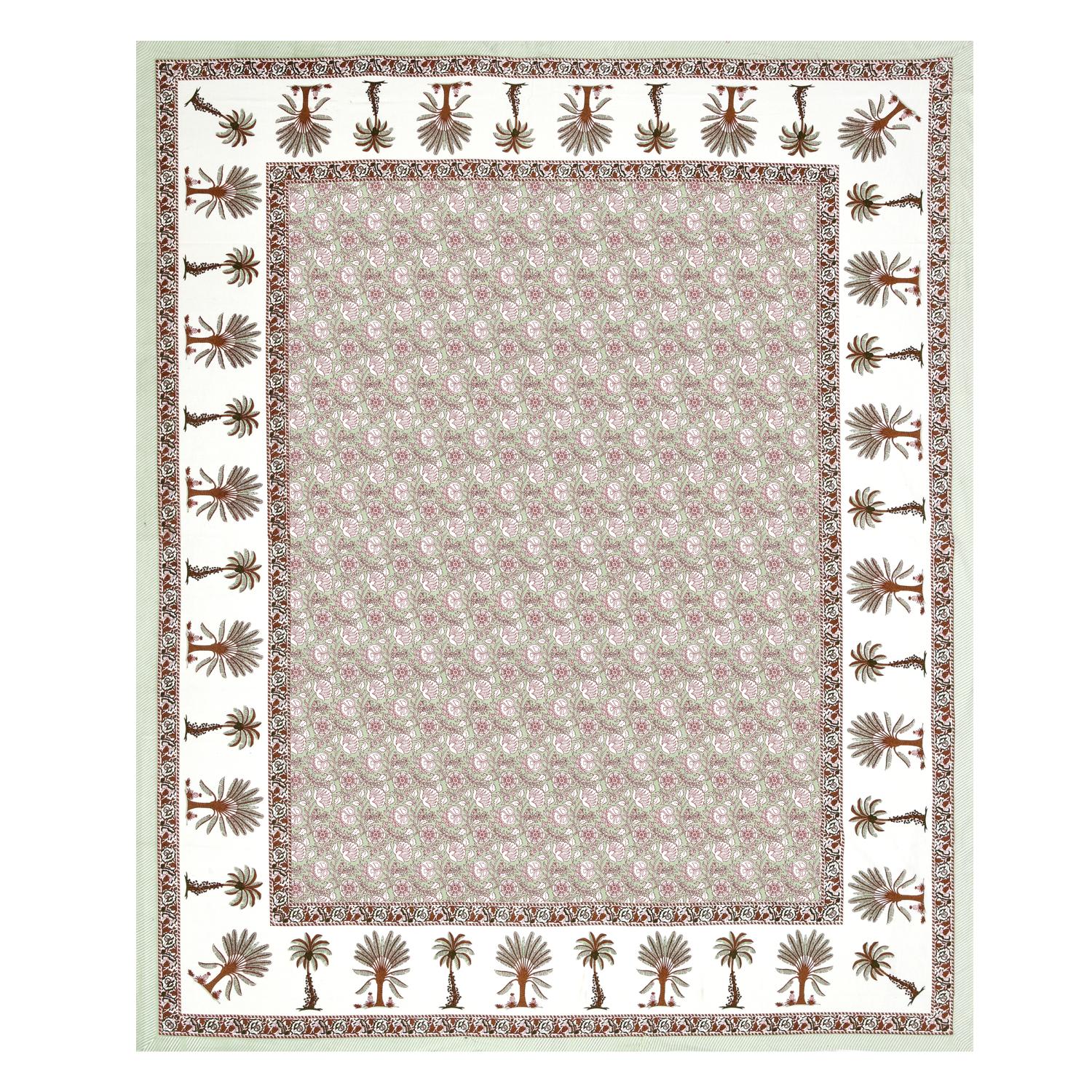 Cotton Jaipuri Diwan Size  Bedsheet With 2 Zipper Pillow Cover (Size 70*100)
