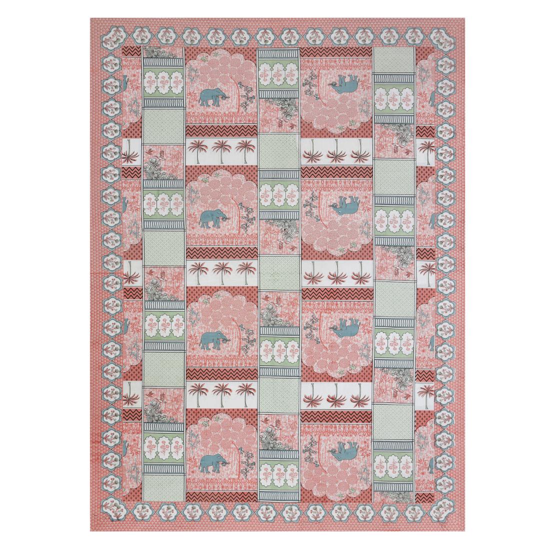 Cotton Jaipuri Diwan Size  Bedsheet With 2 Zipper Pillow Cover (Size 70*100)