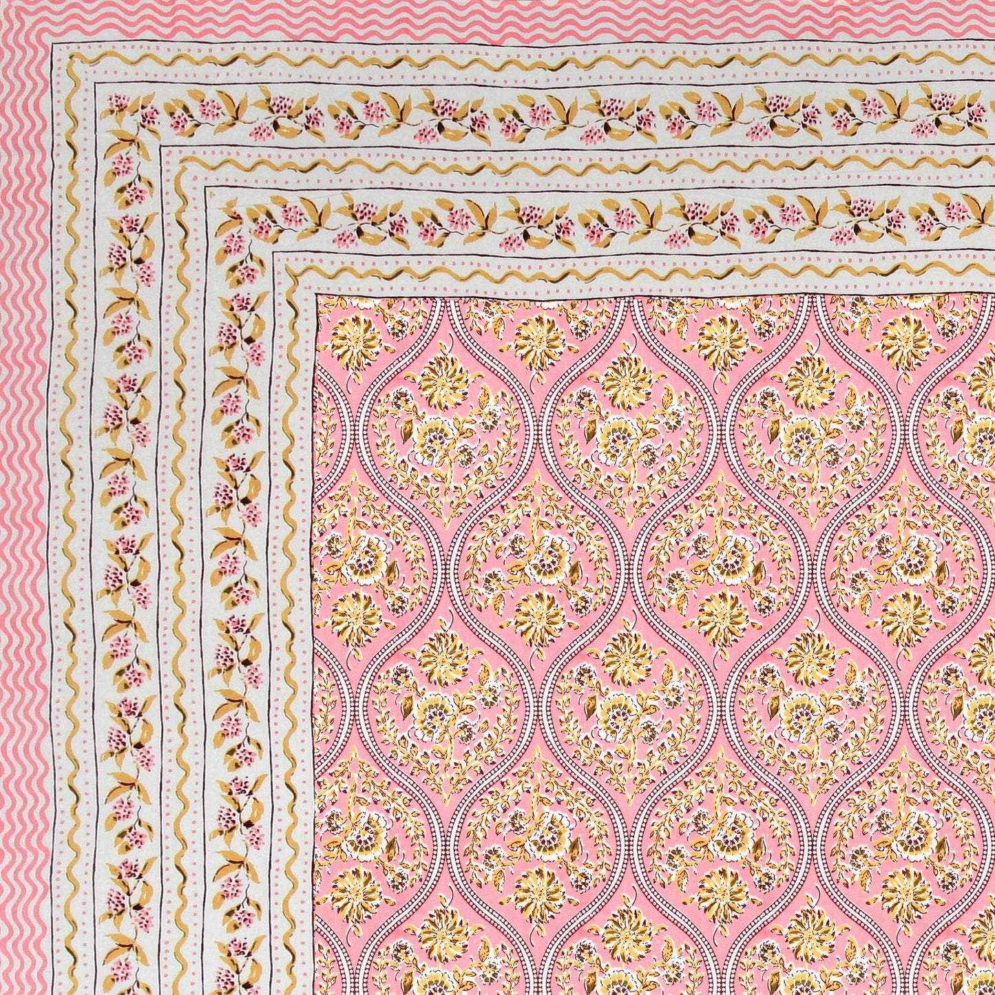 Cotton Jaipuri Diwan Size  Bedsheet With 2 Zipper Pillow Cover (Size 70*100)