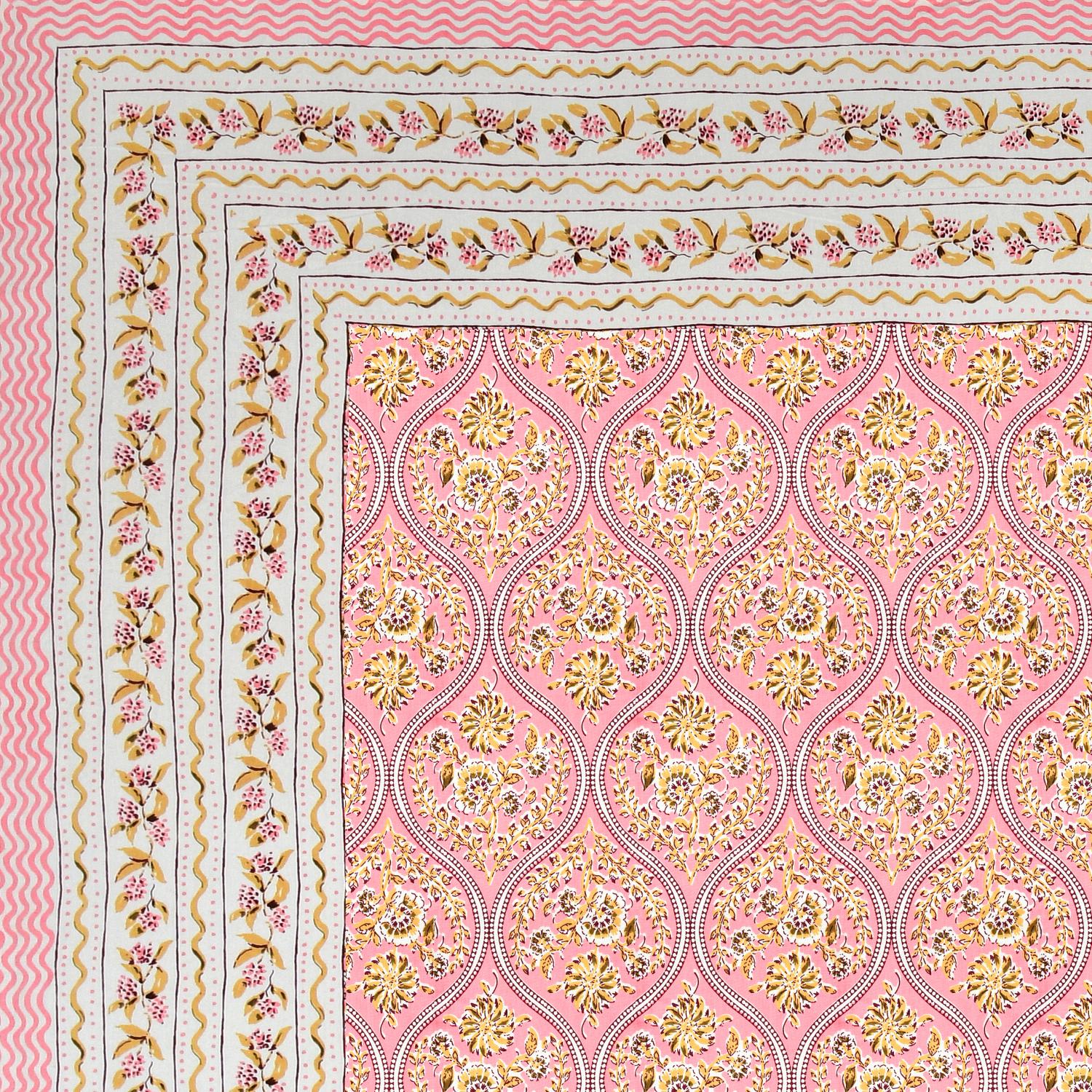 Cotton Jaipuri Diwan Size  Bedsheet With 2 Zipper Pillow Cover (Size 70*100)