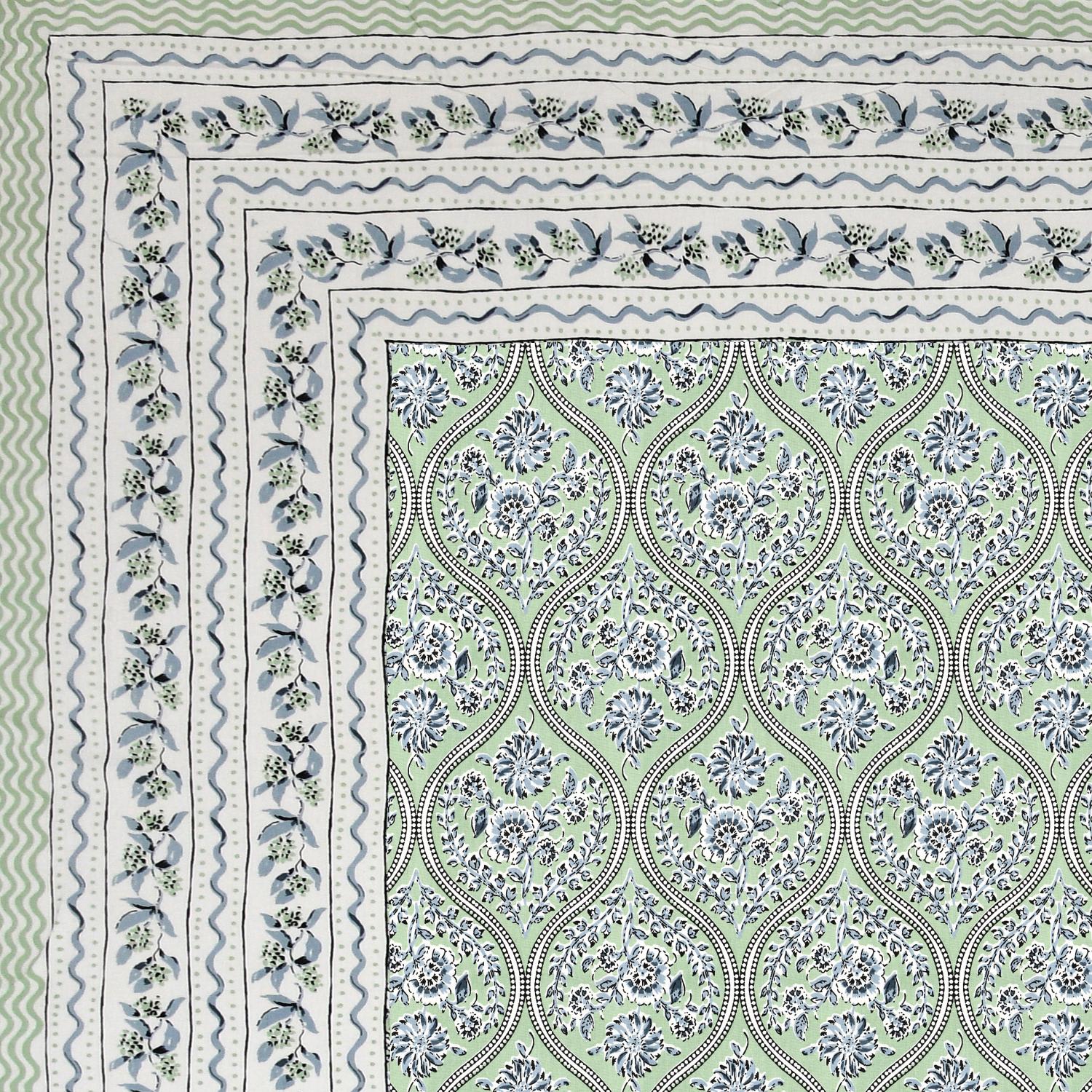 Cotton Jaipuri Diwan Size  Bedsheet With 2 Zipper Pillow Cover (Size 70*100)