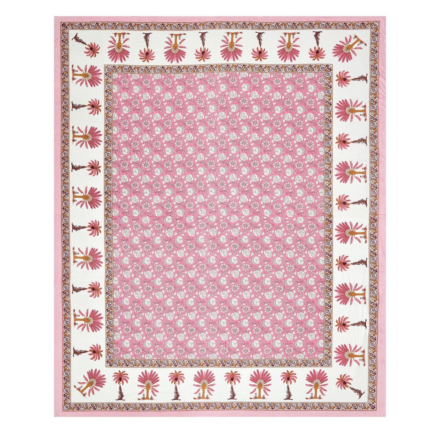 Cotton Jaipuri Diwan Size  Bedsheet With 2 Zipper Pillow Cover (Size 70*100)