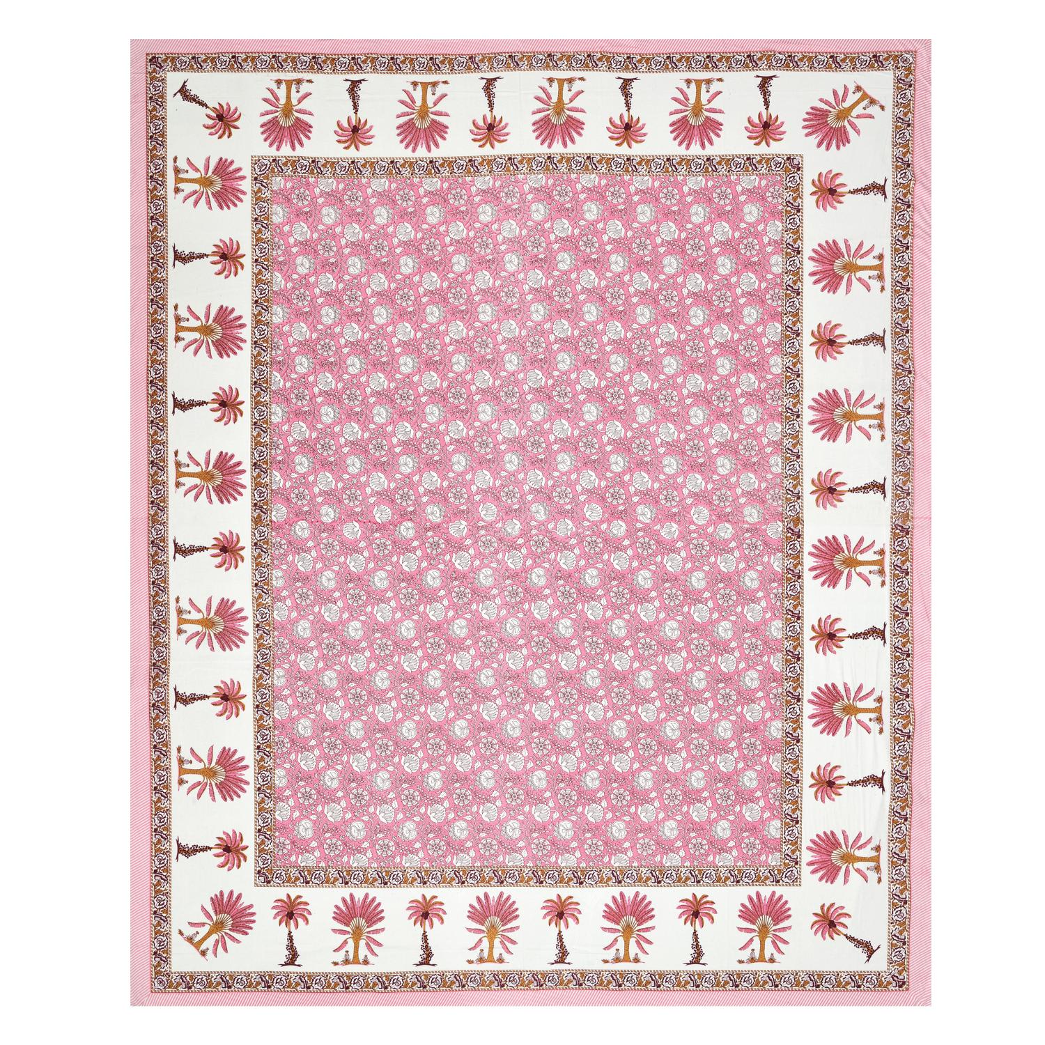 Cotton Jaipuri Diwan Size  Bedsheet With 2 Zipper Pillow Cover (Size 70*100)