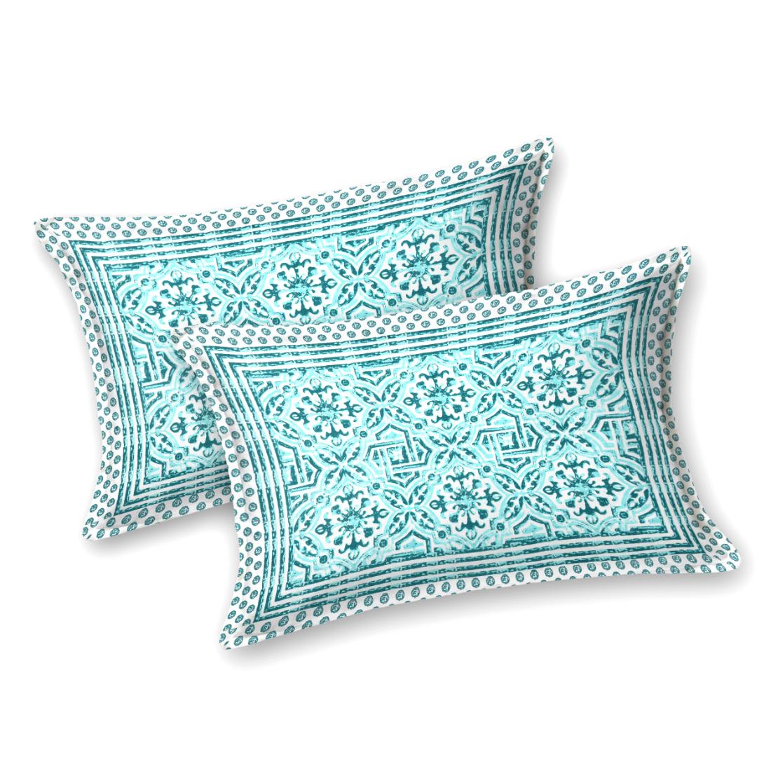 Cotton Jaipuri Diwan Size  Bedsheet With 2 Zipper Pillow Cover (Size 70*100)