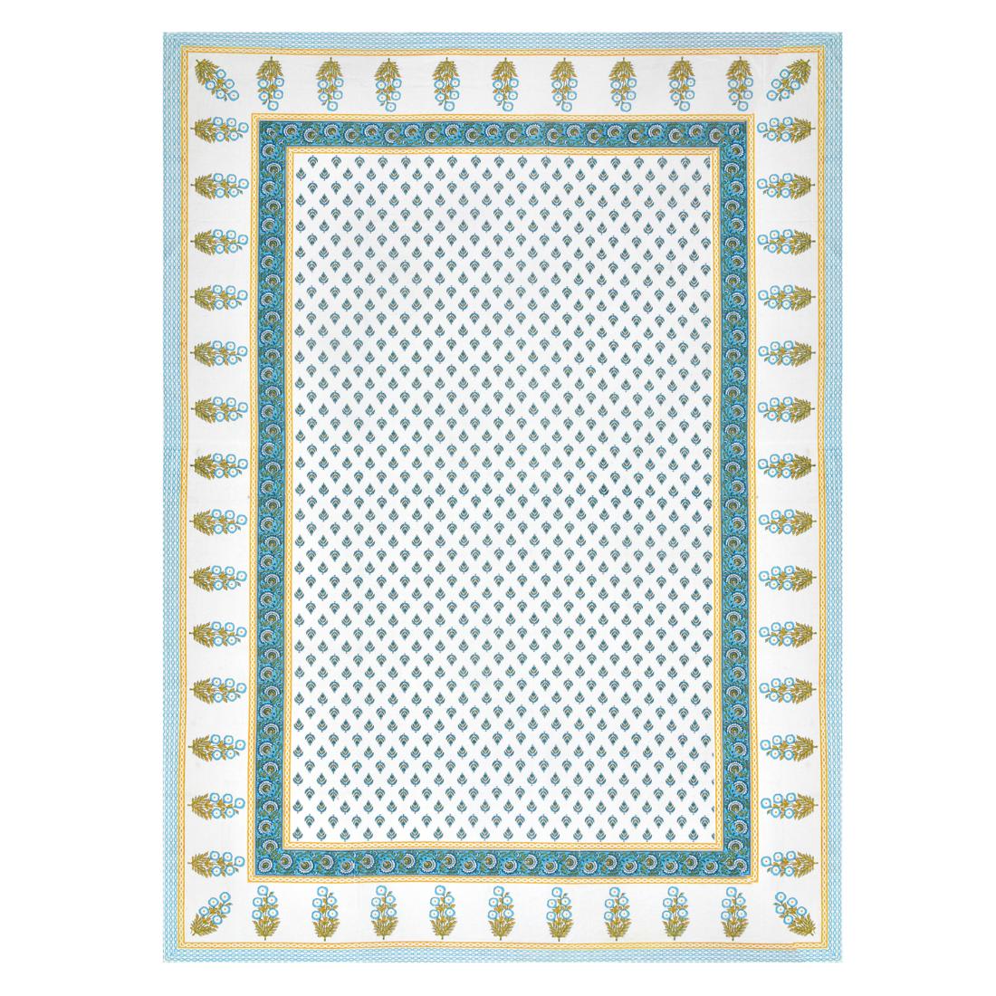 Cotton Jaipuri Diwan Size  Bedsheet With 2 Zipper Pillow Cover (Size 70*100)