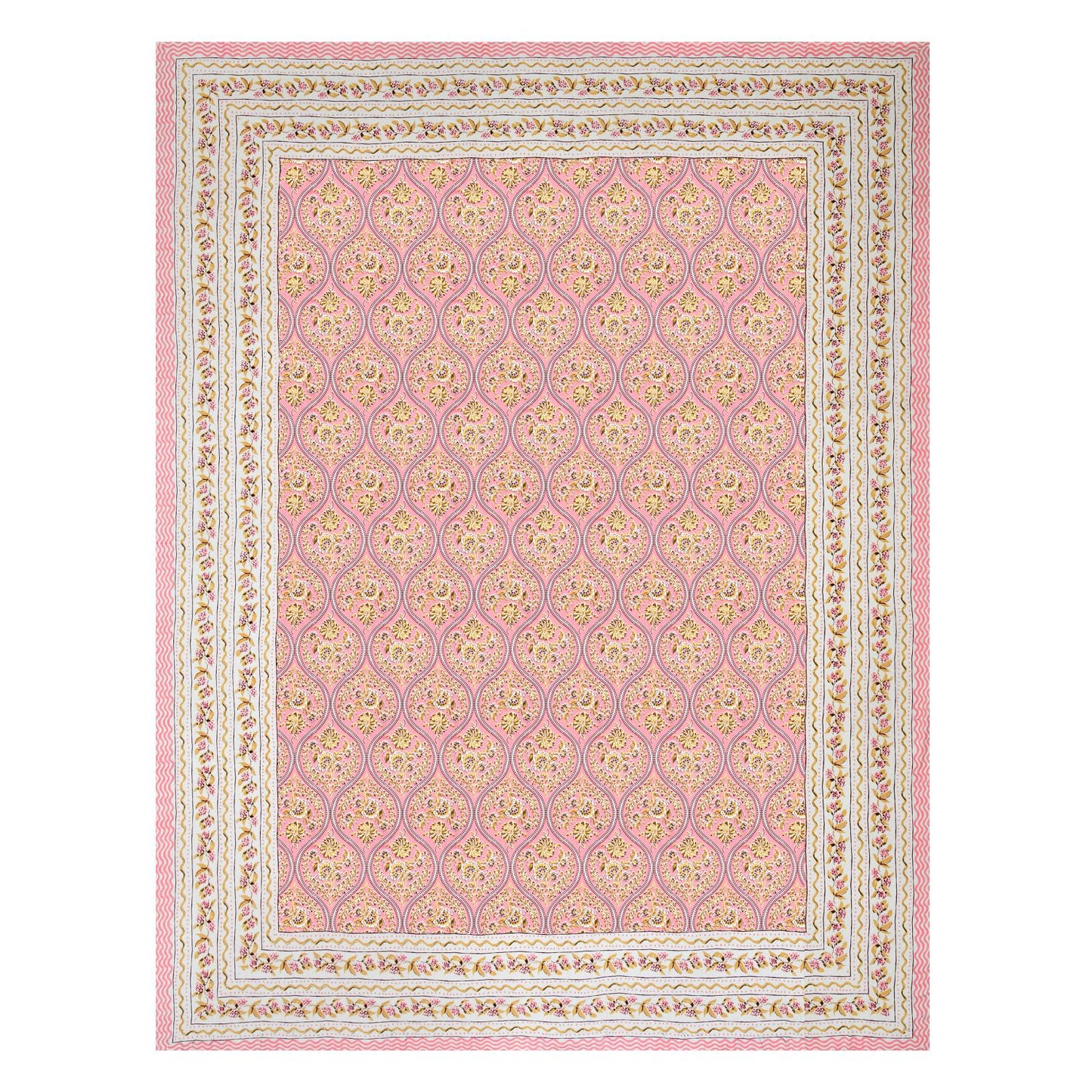 Cotton Jaipuri Diwan Size  Bedsheet With 2 Zipper Pillow Cover (Size 70*100)