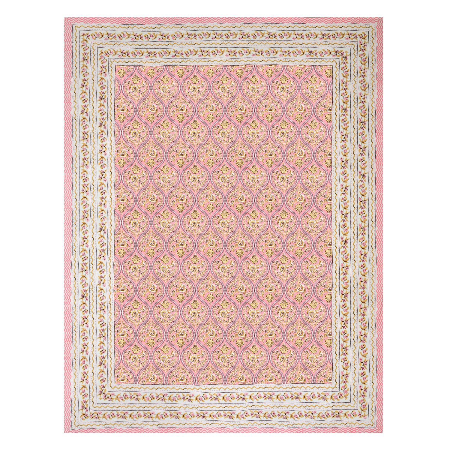 Cotton Jaipuri Diwan Size  Bedsheet With 2 Zipper Pillow Cover (Size 70*100)